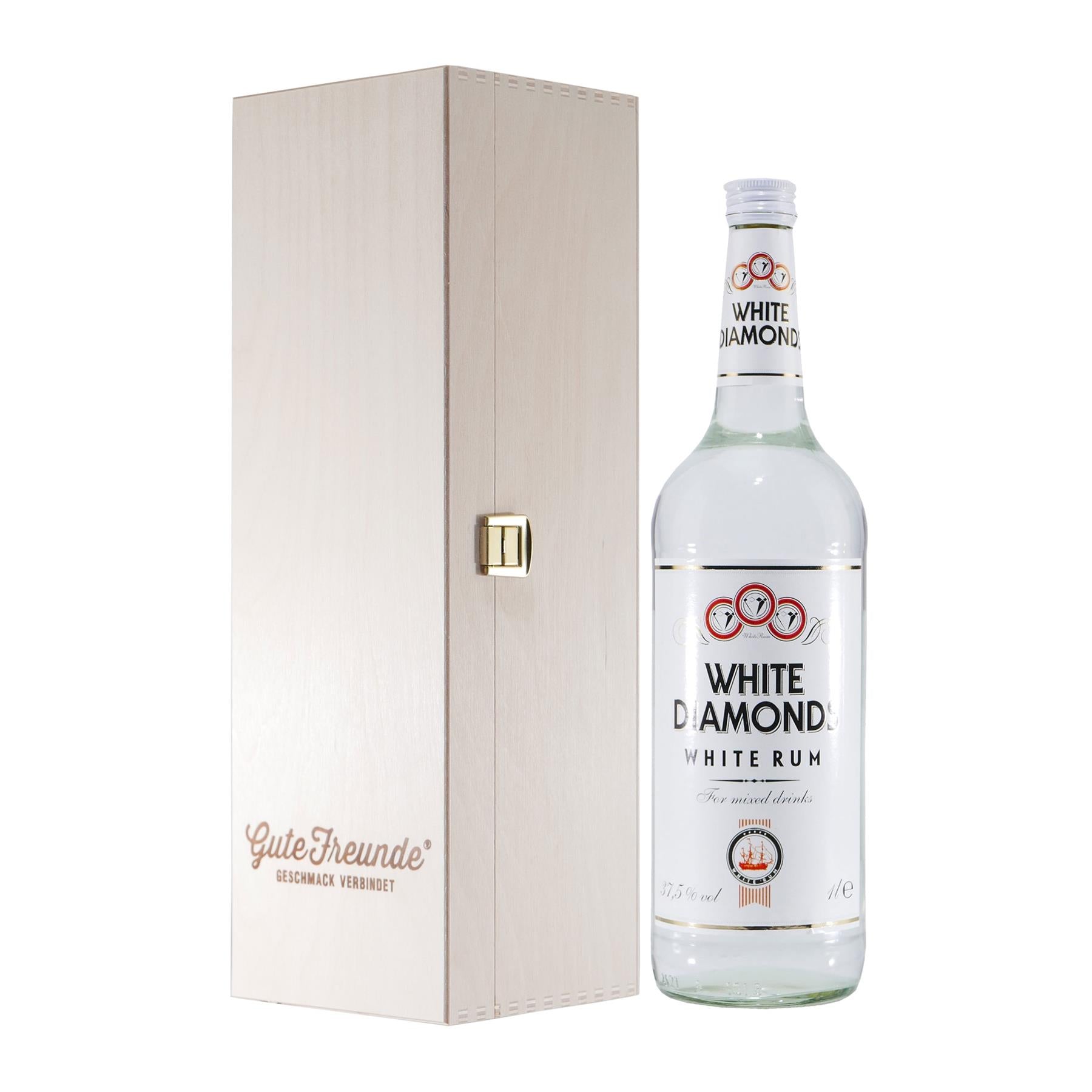 White Diamonds White Rum mit Geschenk-Holzkiste