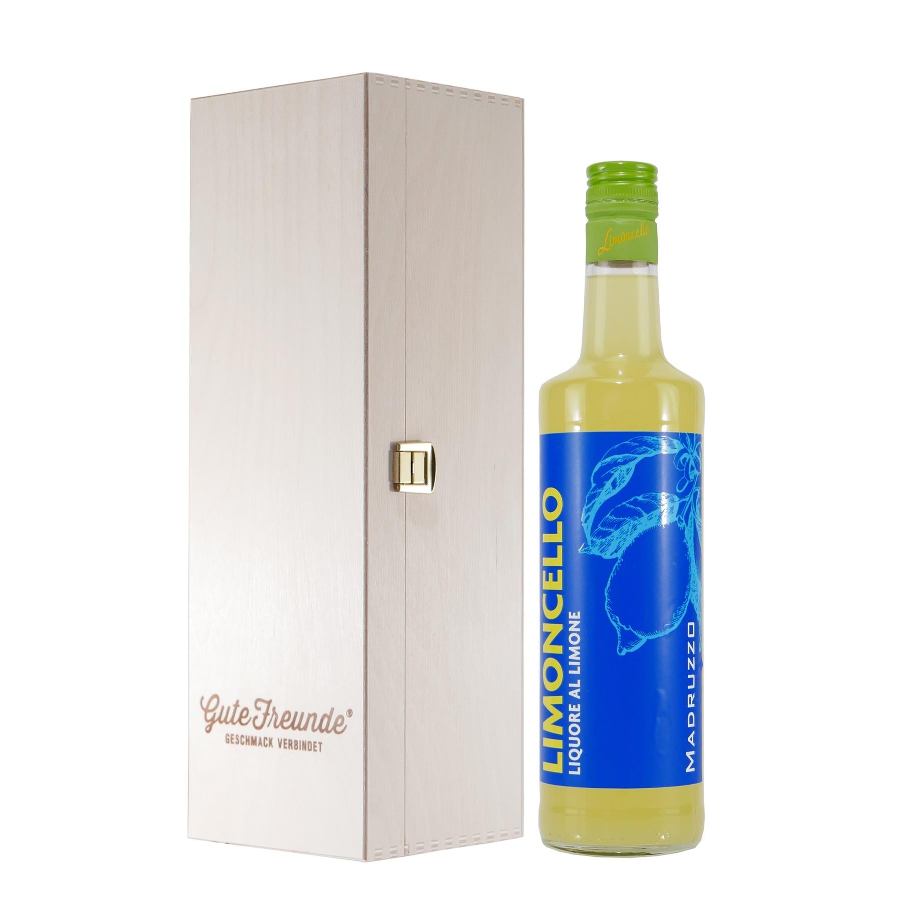 Madruzzo Limoncello Zitronenlikör 0,7L mit Geschenk-Holzkiste