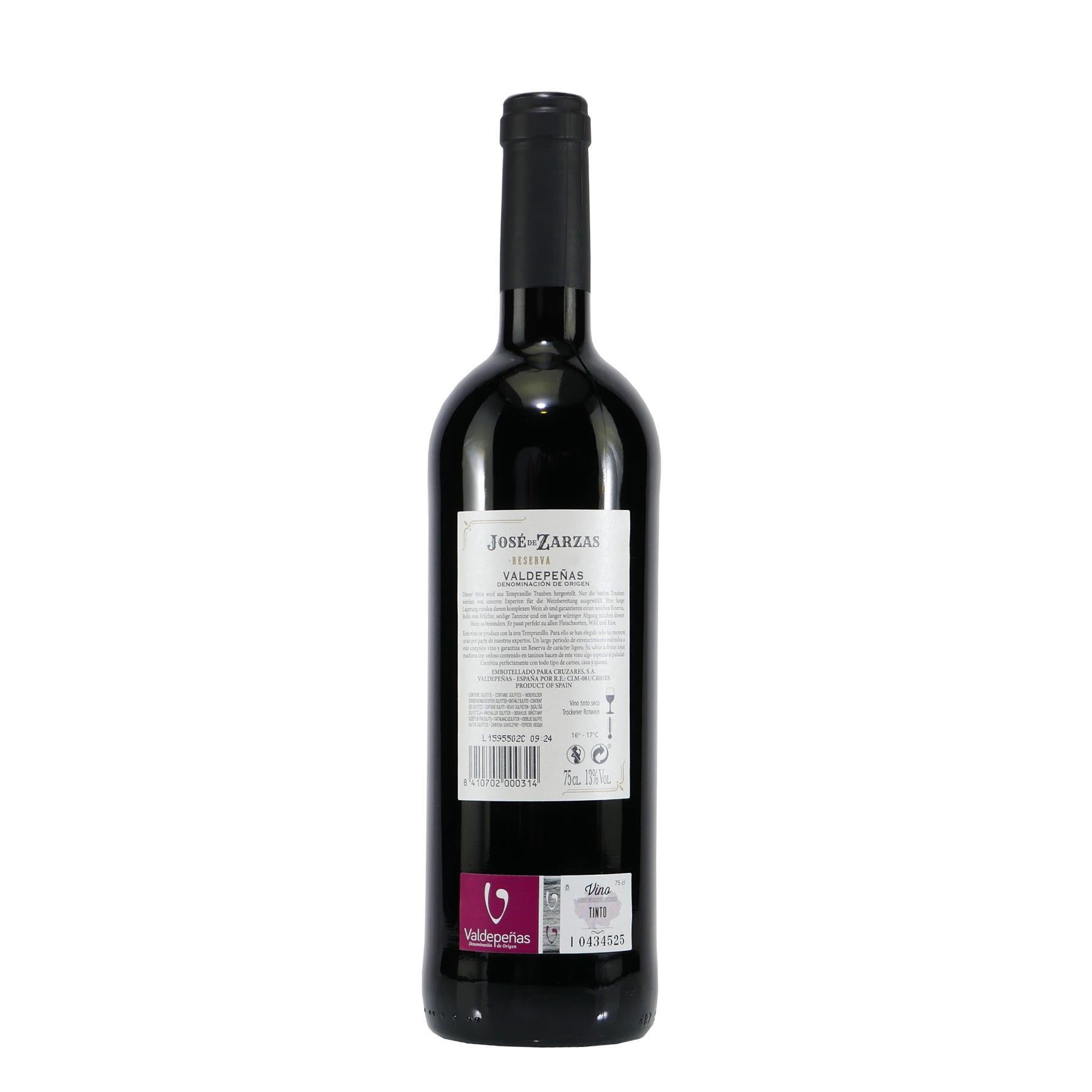 Jose de Zarzas Valdepeñas Reserva D.O. Span. Rotwein (6x0,75L)