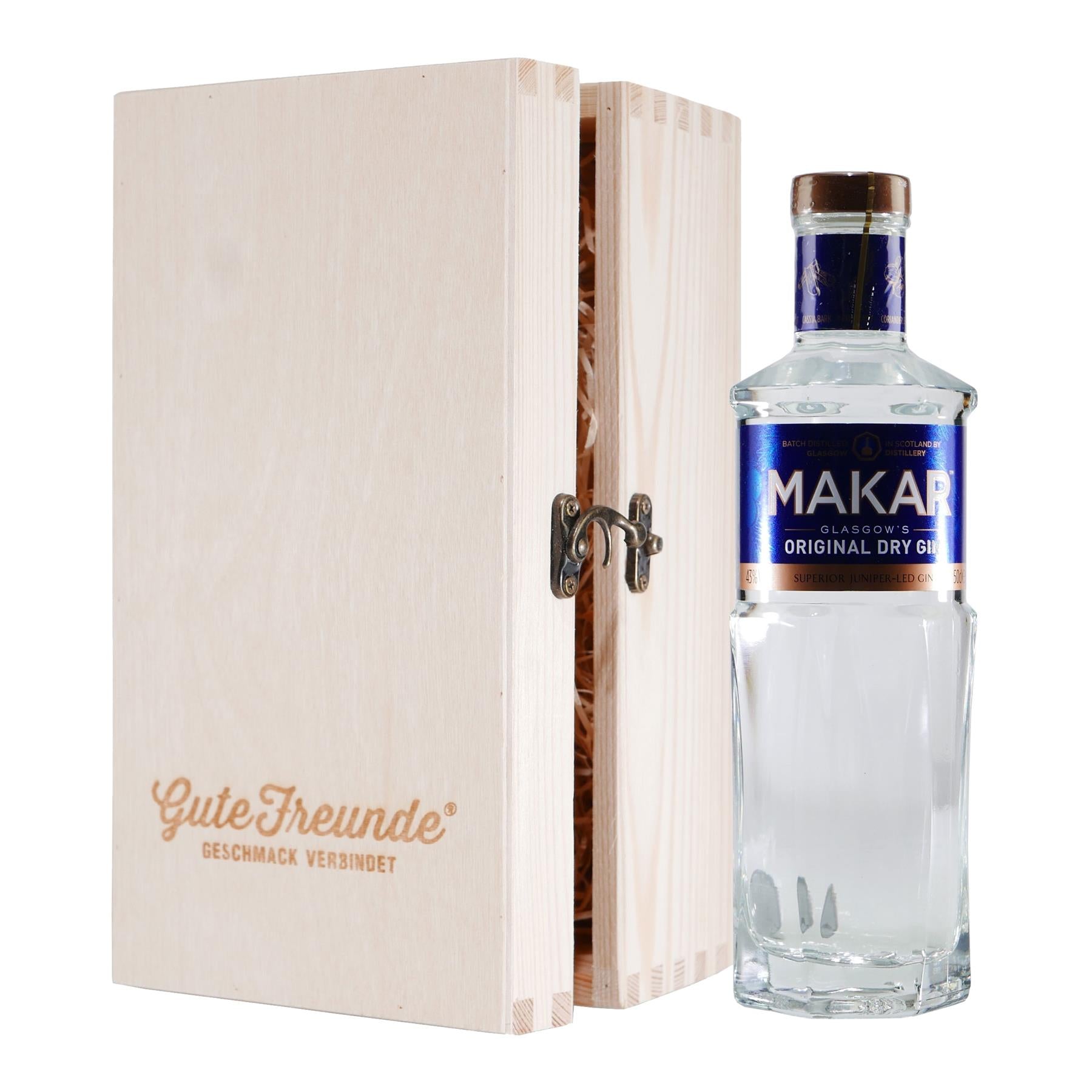 Makar Glasgow Dry Gin mit Geschenk-Holzkiste