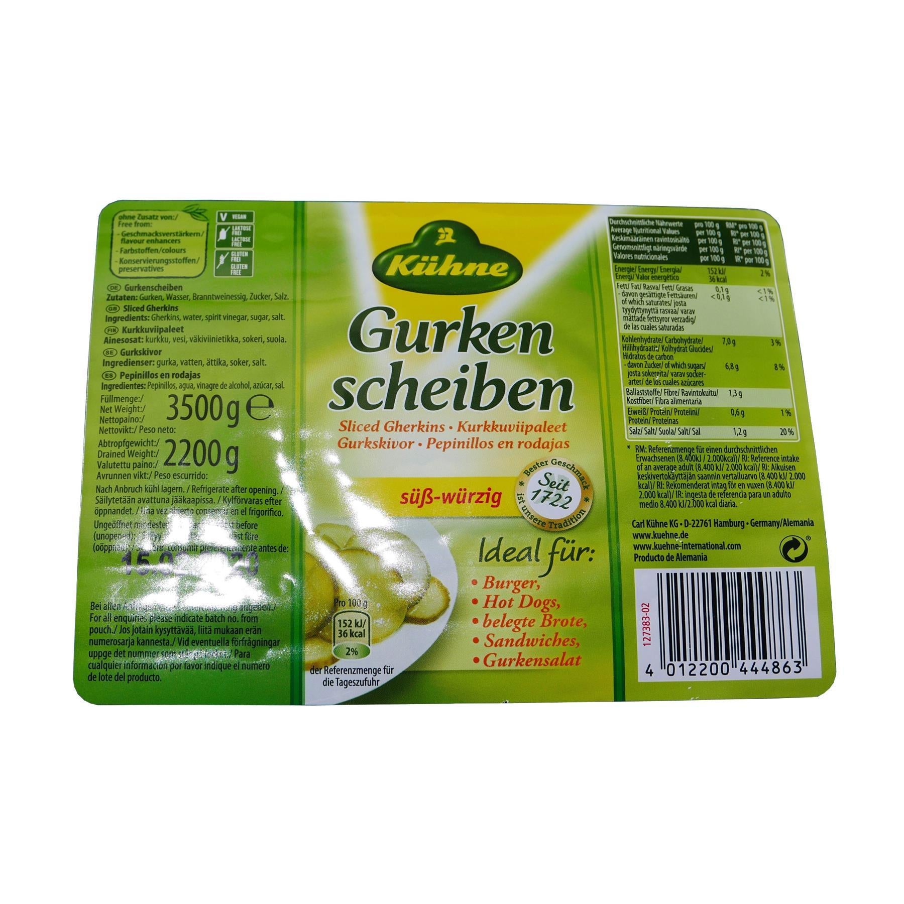 Kühne Gurkenscheiben Polybag 3,5KG