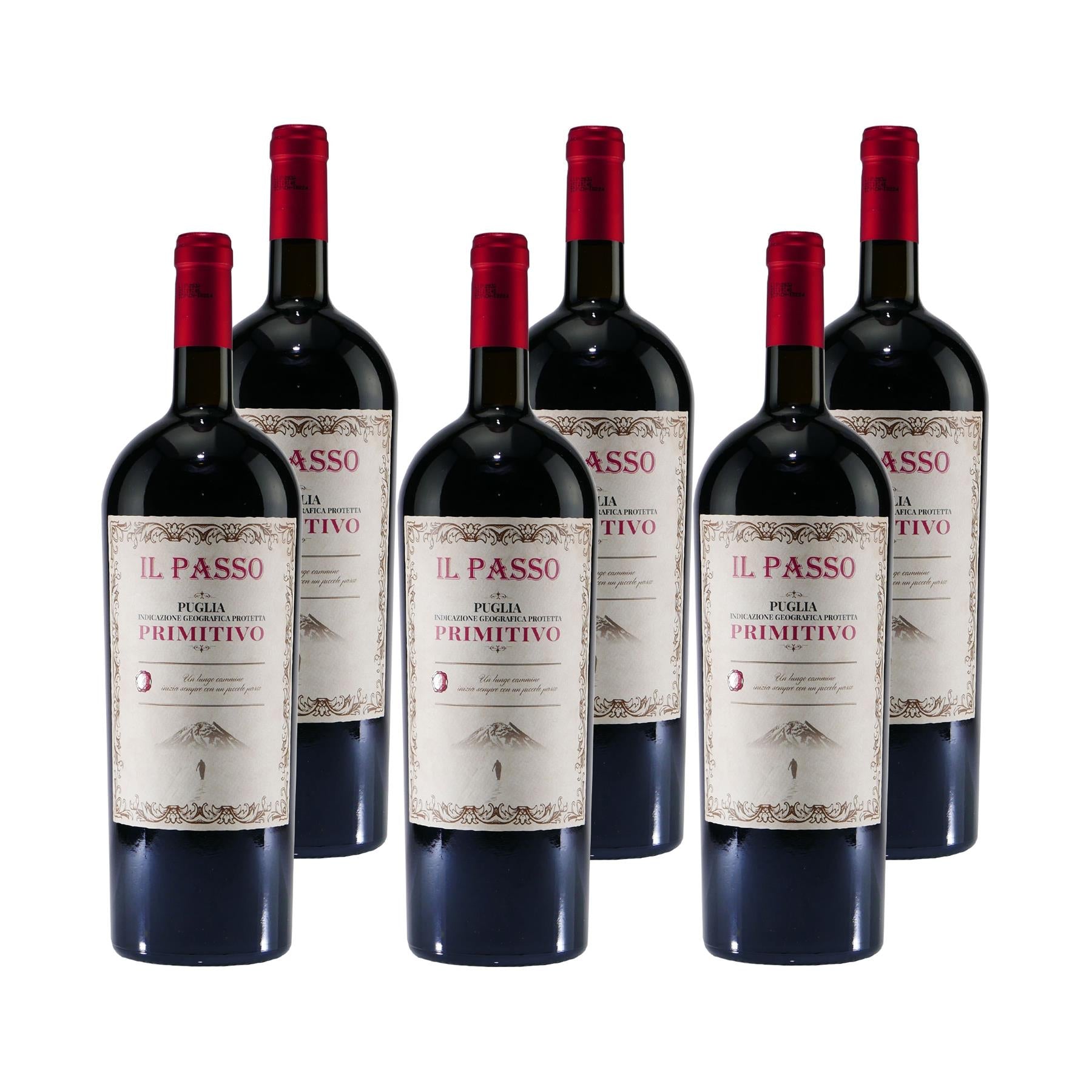 IL PASSO Primitivo Puglia IGP - Italienischer Rotwein (6 x 1,5L)