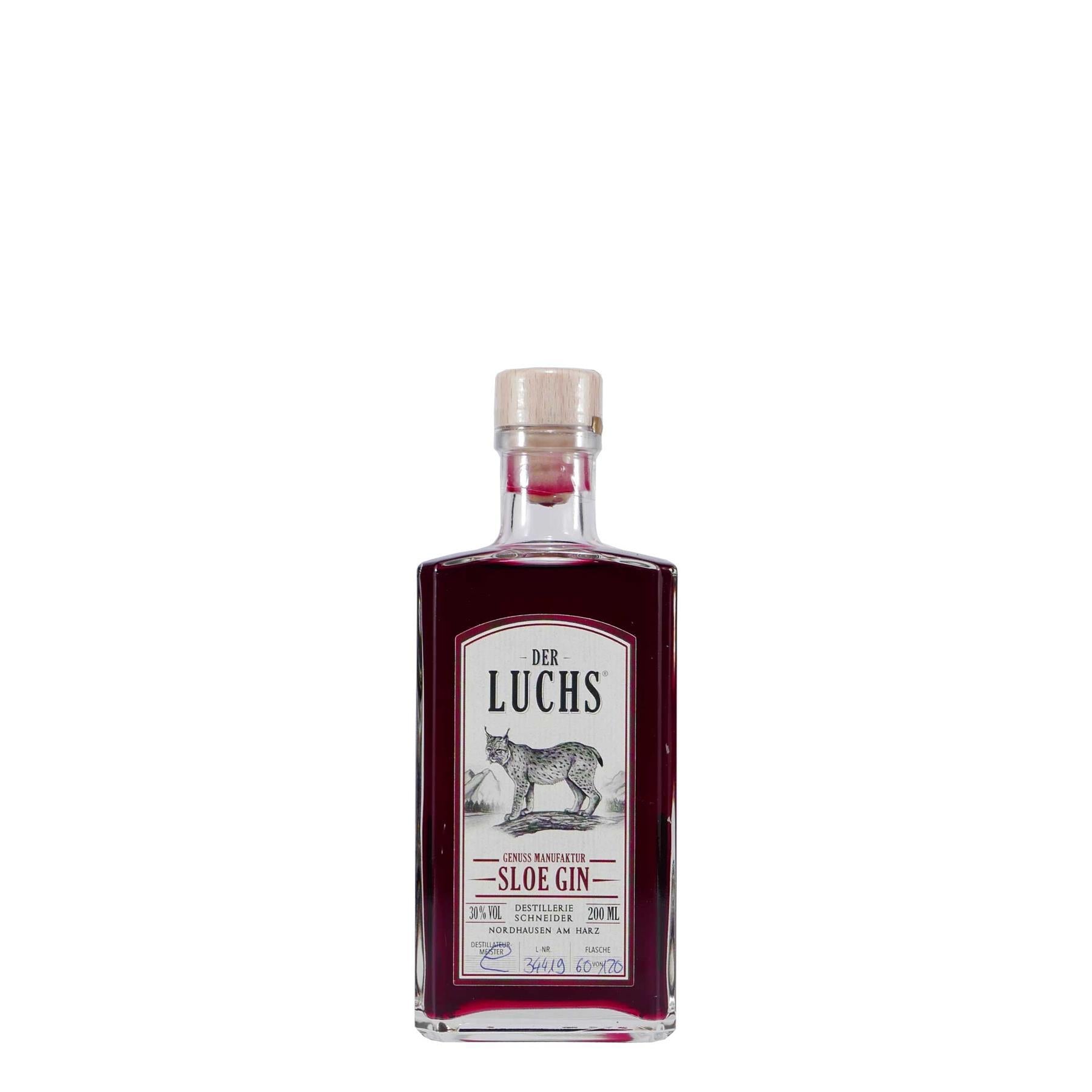DER LUCHS Sloe Gin 0,2L mit Geschenk-Holzkiste