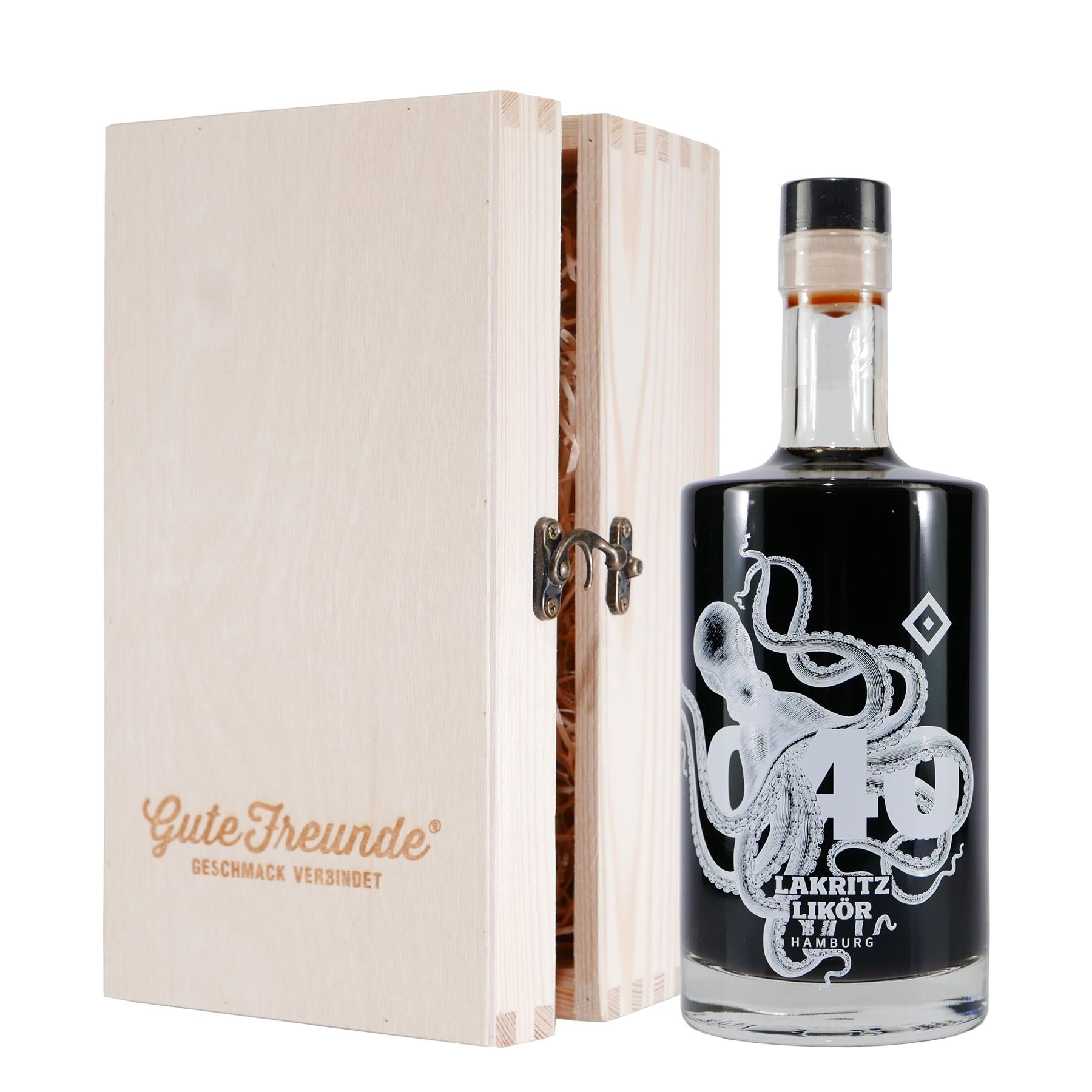 040 HSV - Lakritz Likör mit Geschenk-Holzkiste