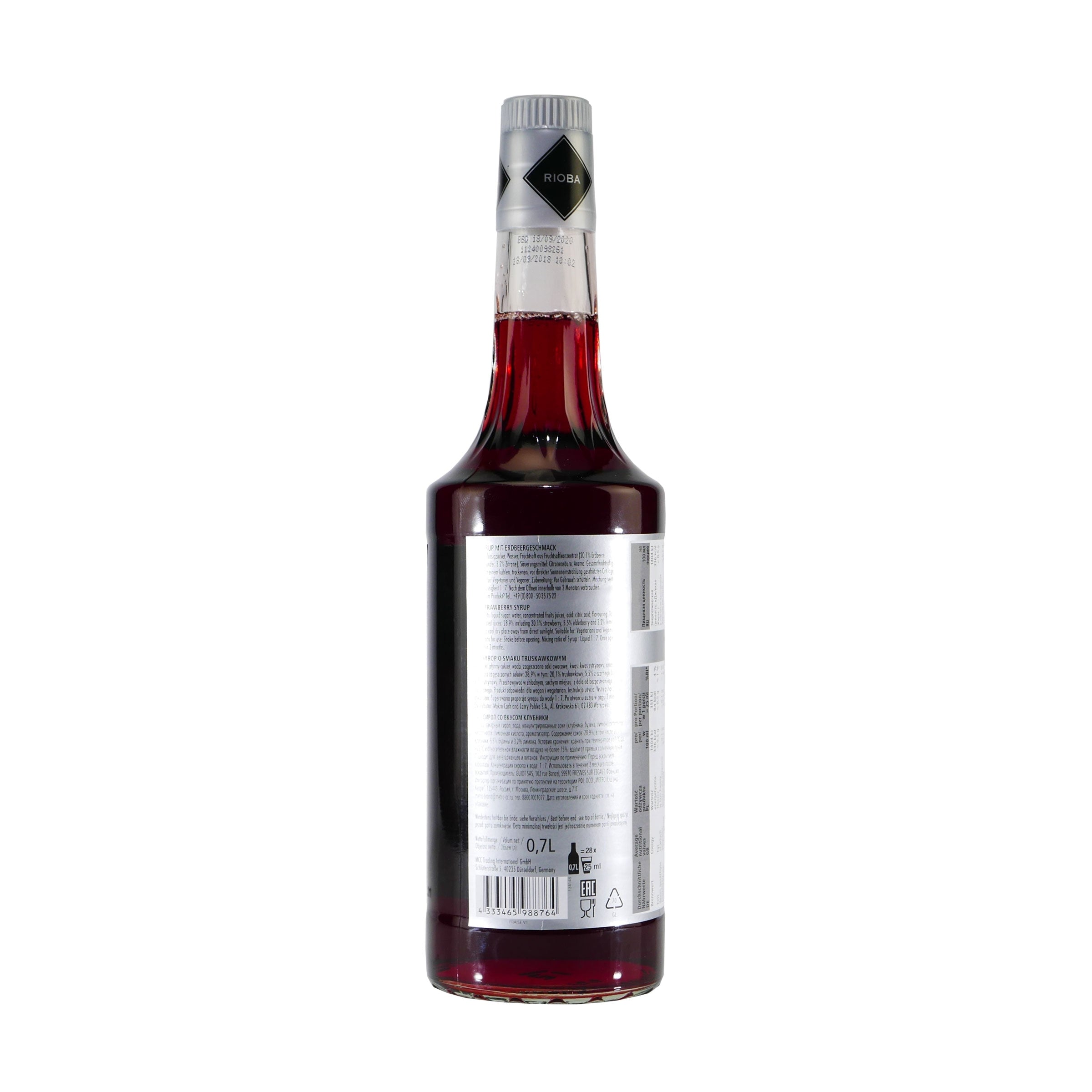 Rioba Strawberry (Erdbeer) Bar-Syrup (6 x 0,7L)
