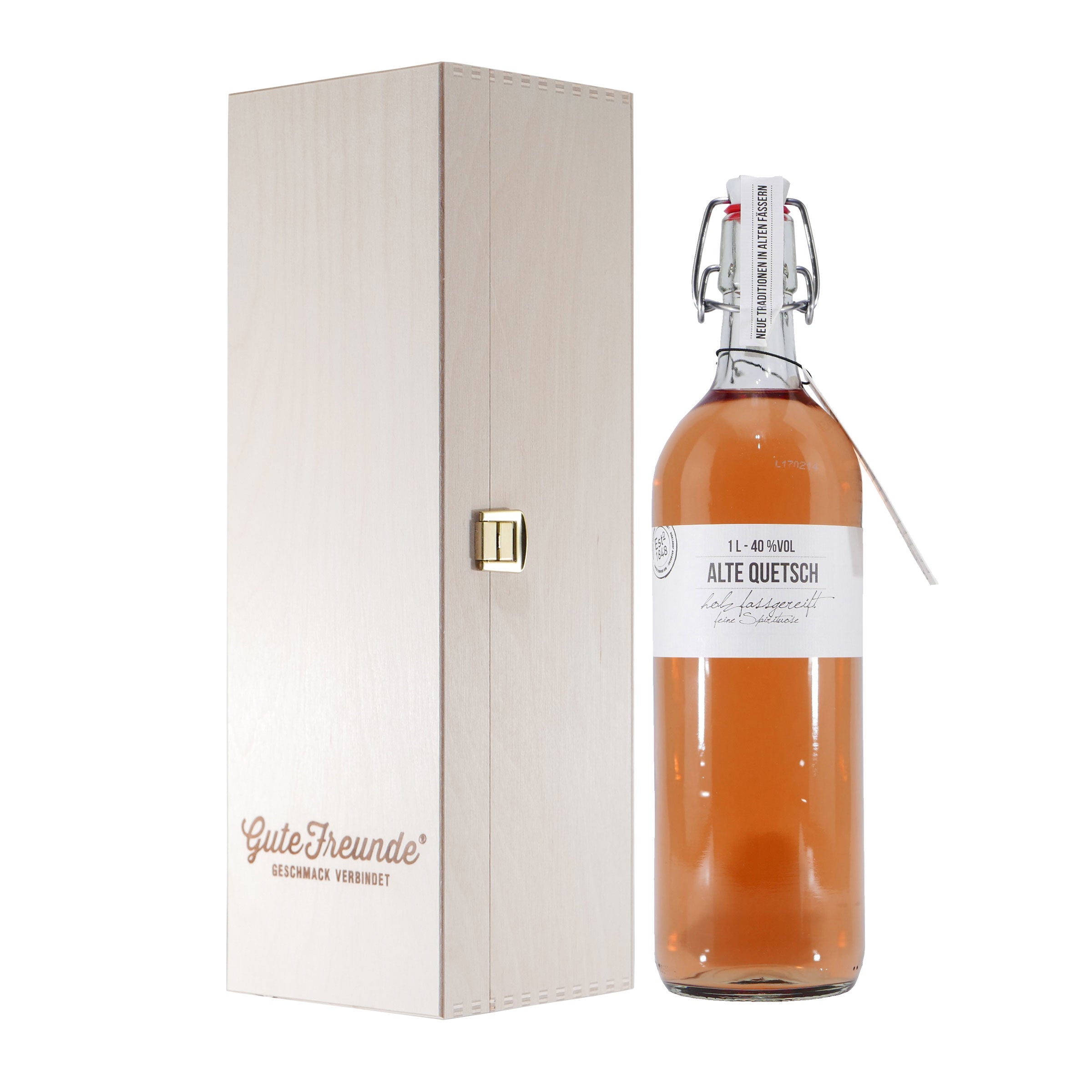 Birkenhof Alte Pflaume Obstbrand mit Geschenk-Holzkiste