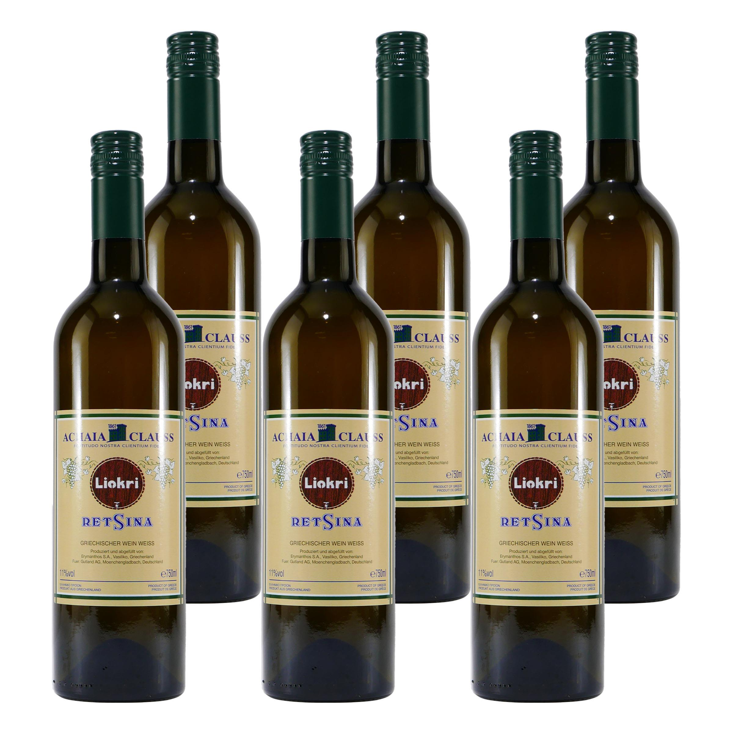 Achaia Clauss Liokri Retsina Weißwein (6 x 0,75L)