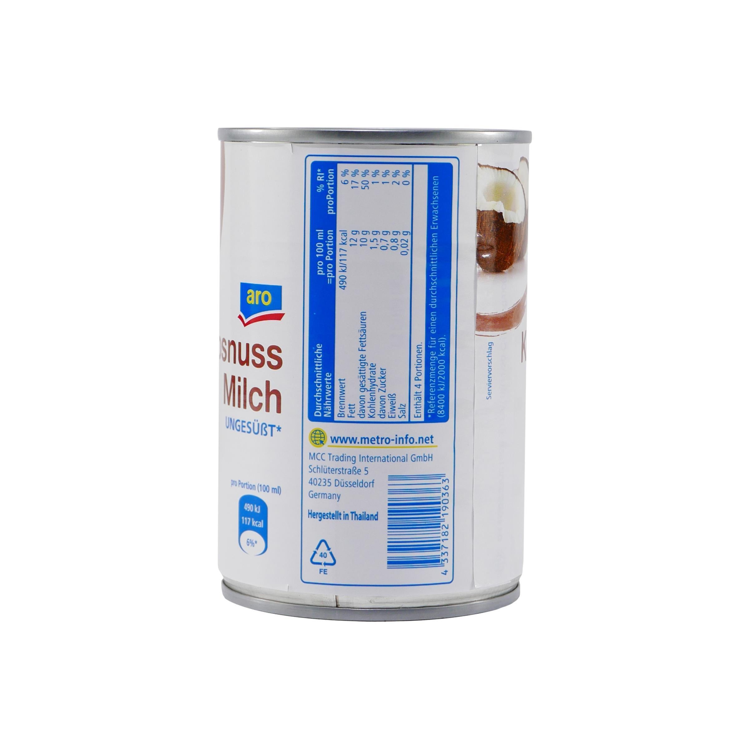 aro Kokosnuss Milch -ungesüßt- (12 x 400ml)