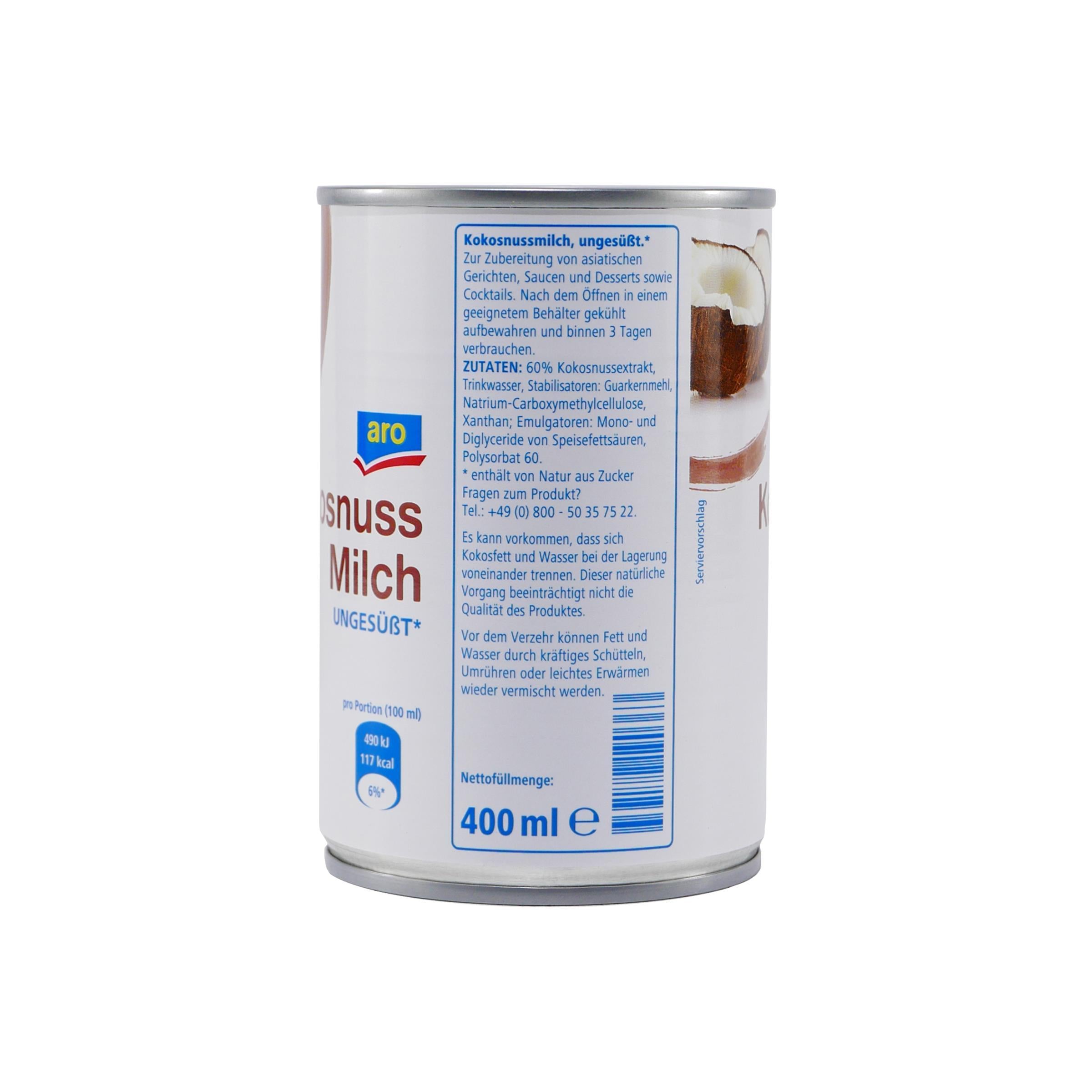 aro Kokosnuss Milch -ungesüßt- (12 x 400ml)