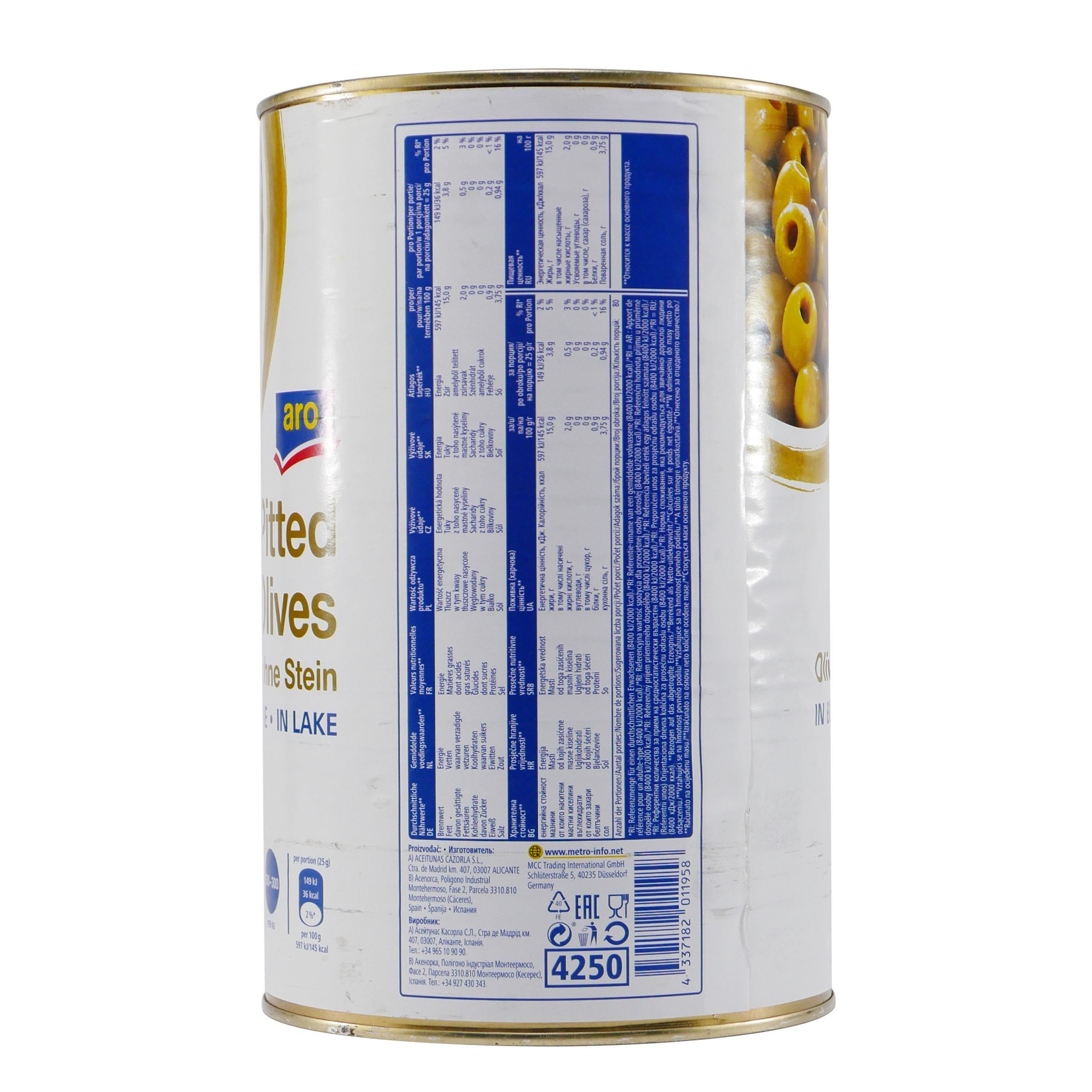 aro Pitted Grüne Oliven ohne Stein 4,0KG