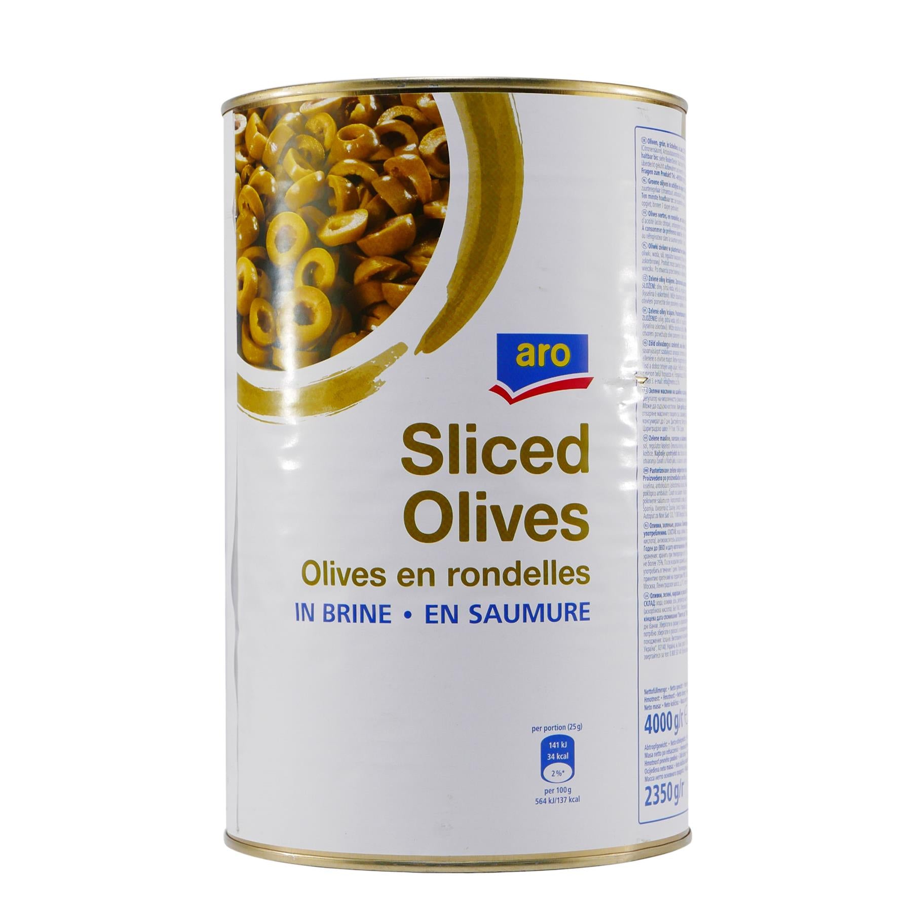 aro Sliced Grüne Oliven in Scheiben 4,0KG