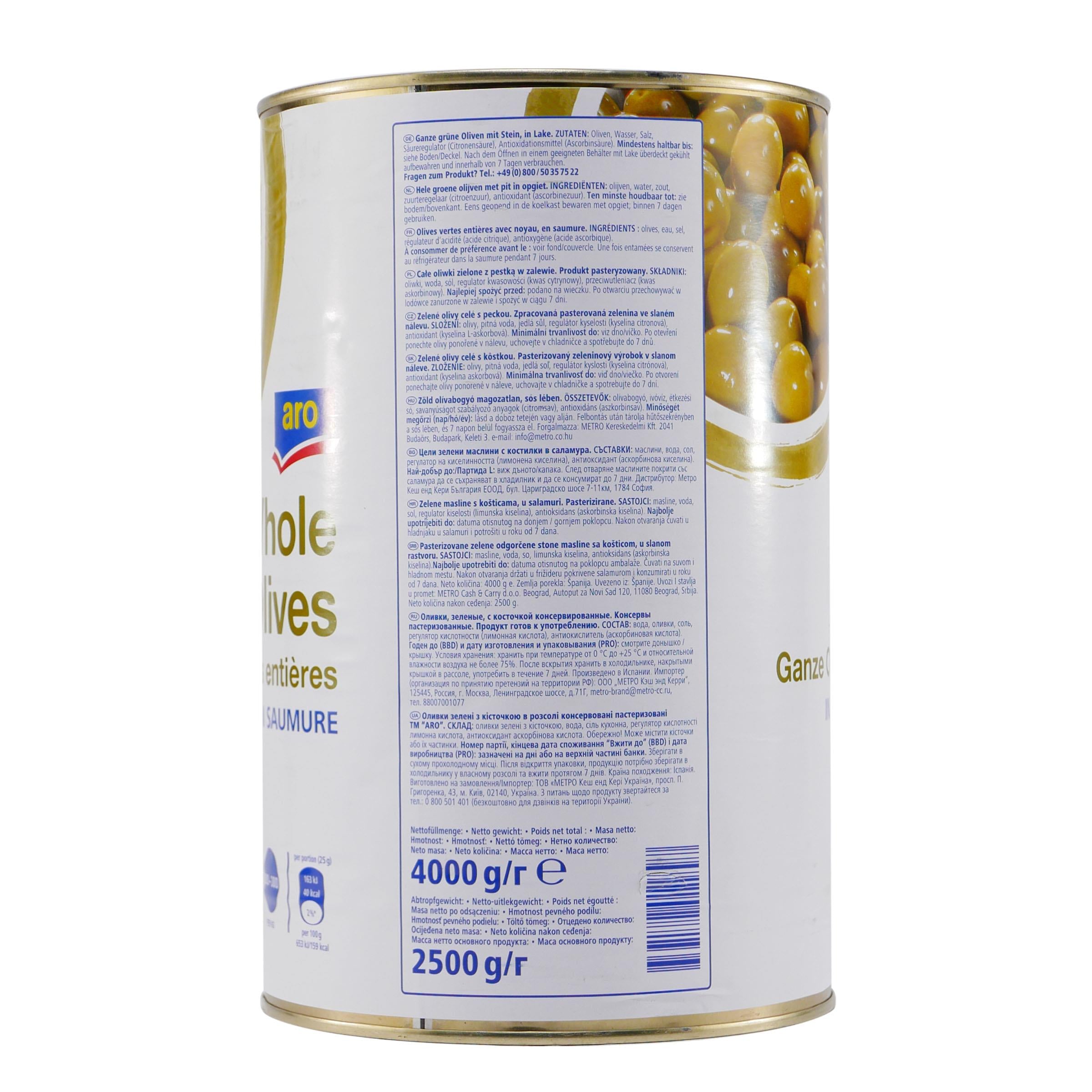 aro Whole Grüne Oliven Ganz 4,0KG