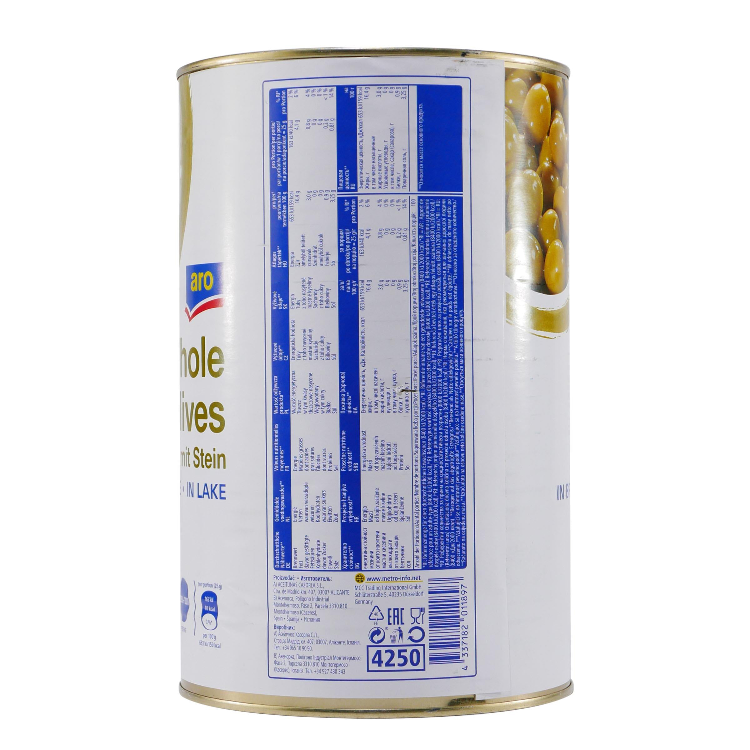 aro Whole Grüne Oliven Ganz 4,0KG