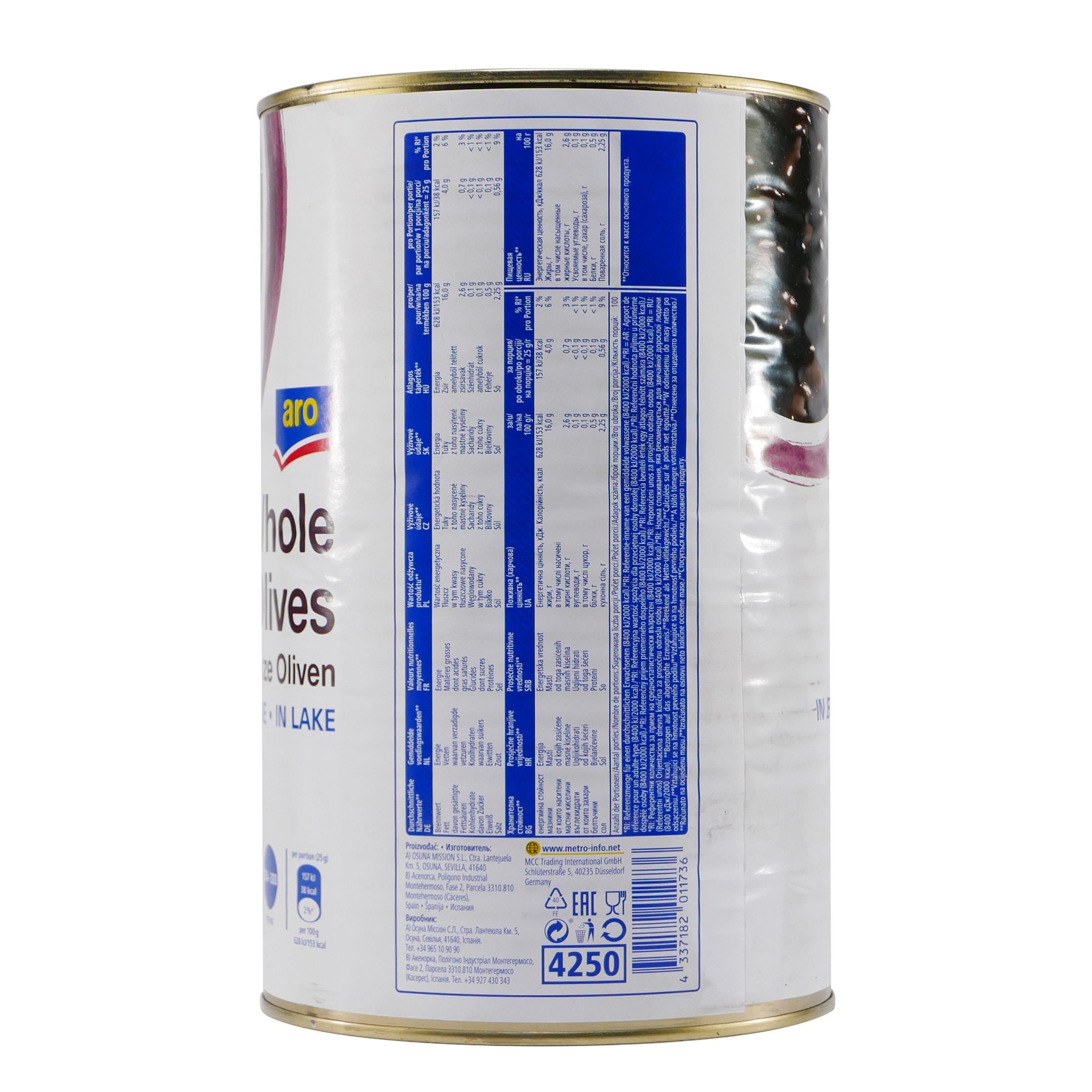 aro Whole Schwarze Oliven Ganz 4,0KG