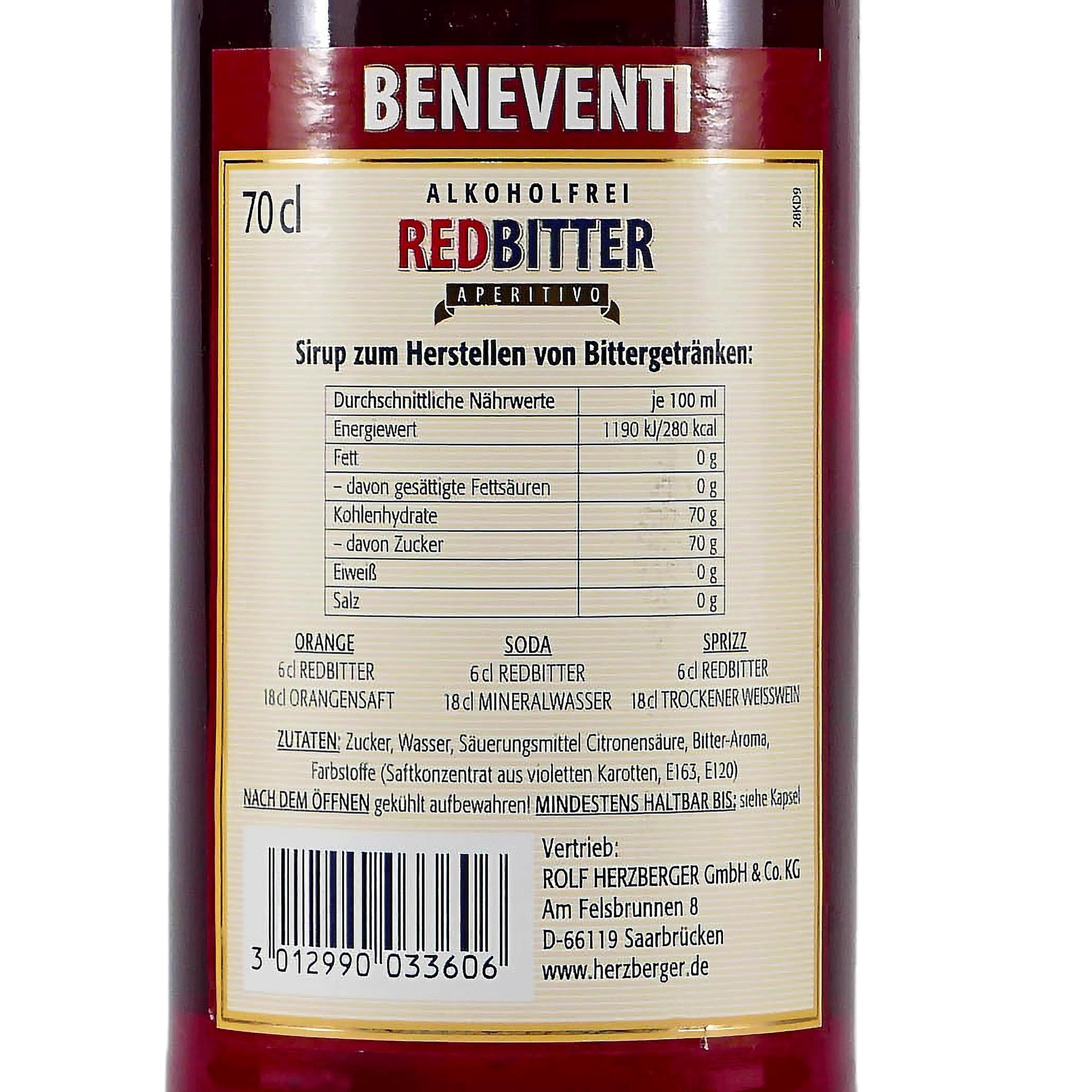 Beneventi Red Bitter Aperitivo -alkoholfrei- mit Geschenk-HK