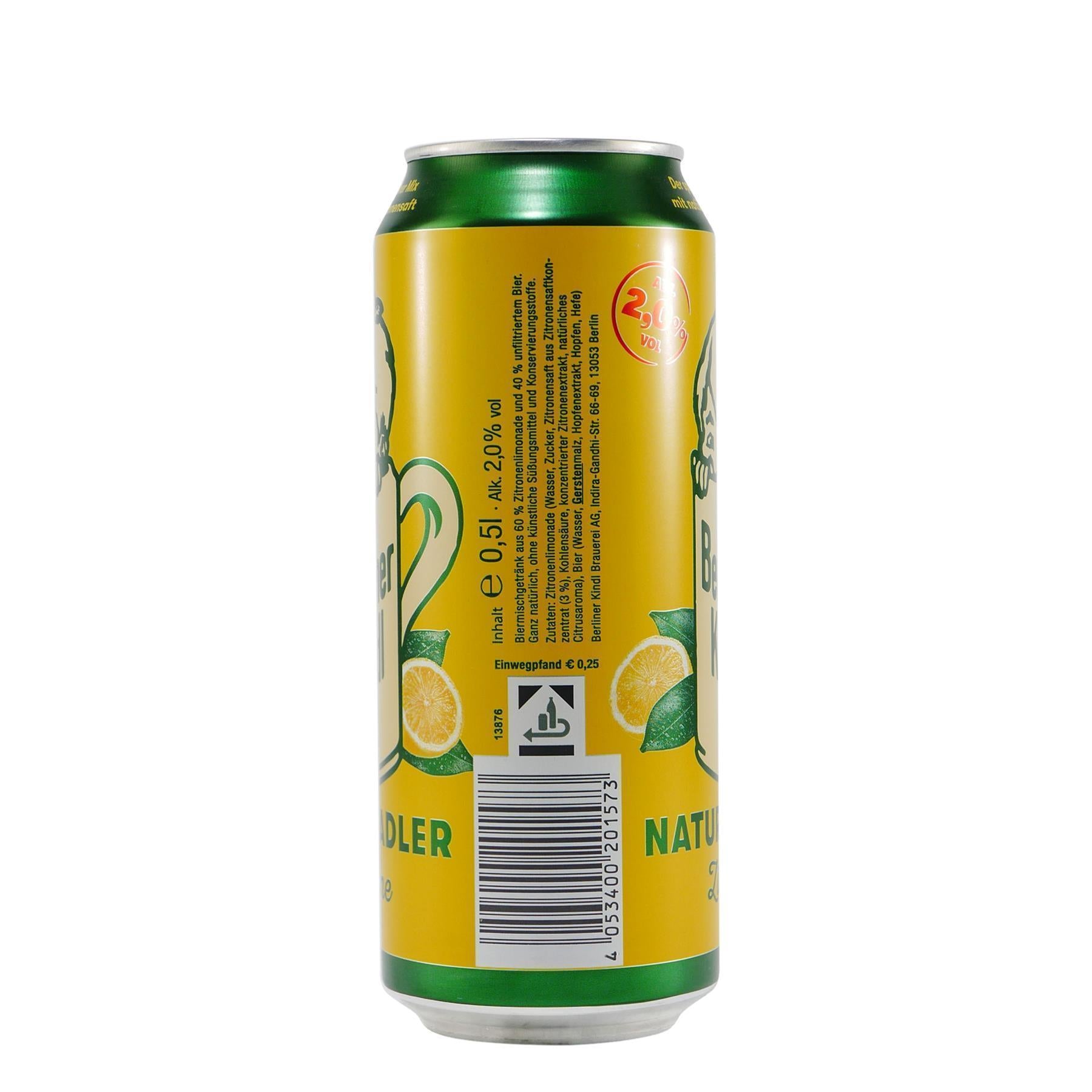 Berliner Kindl Natur Radler Zitrone (24 x 0,5L) EINWEG