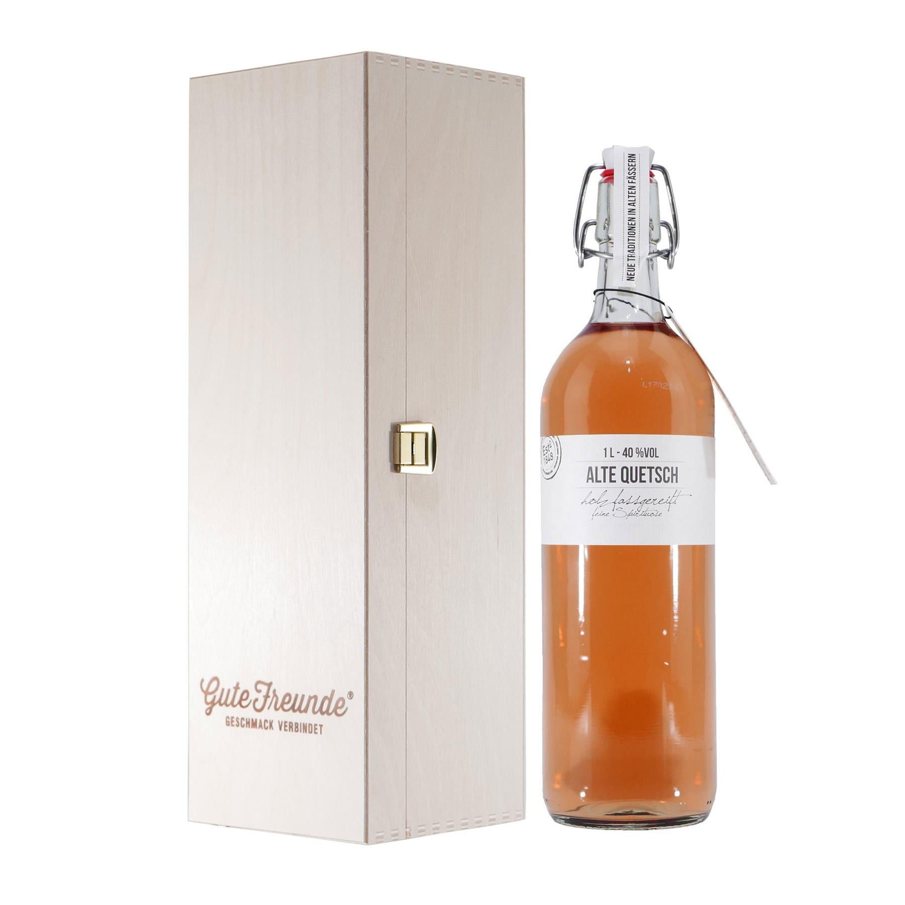 Birkenhof Alte Pflaume Obstbrand mit Geschenk-Holzkiste