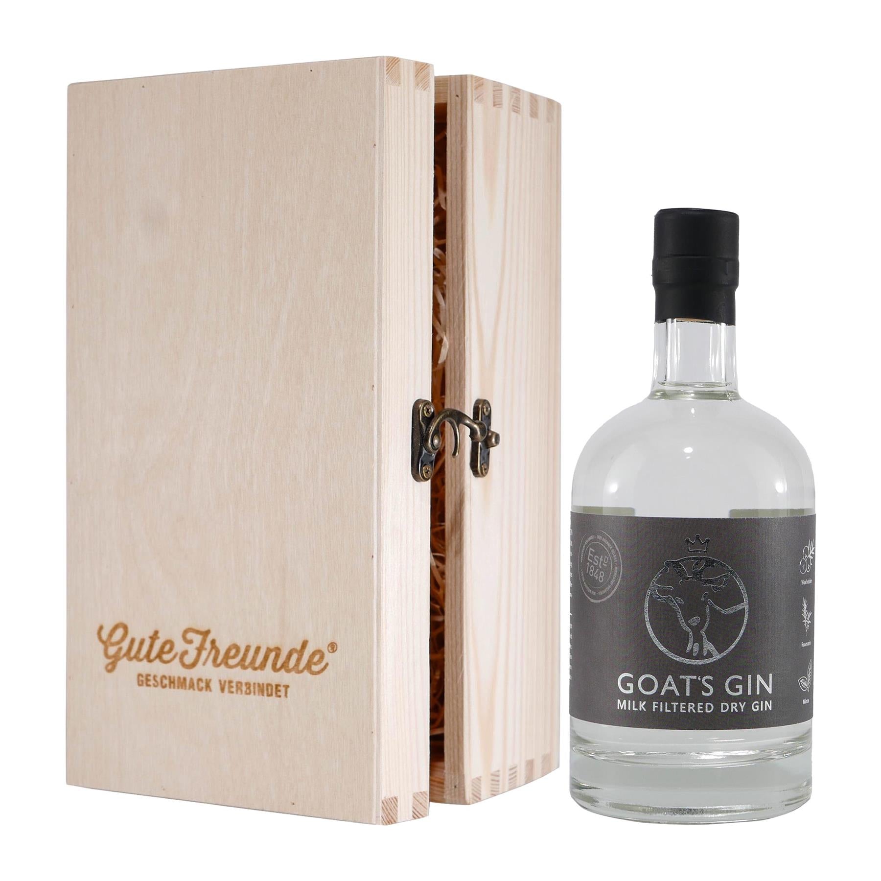 Birkenhof Goat´s Dry Gin mit Geschenk-Holzkiste