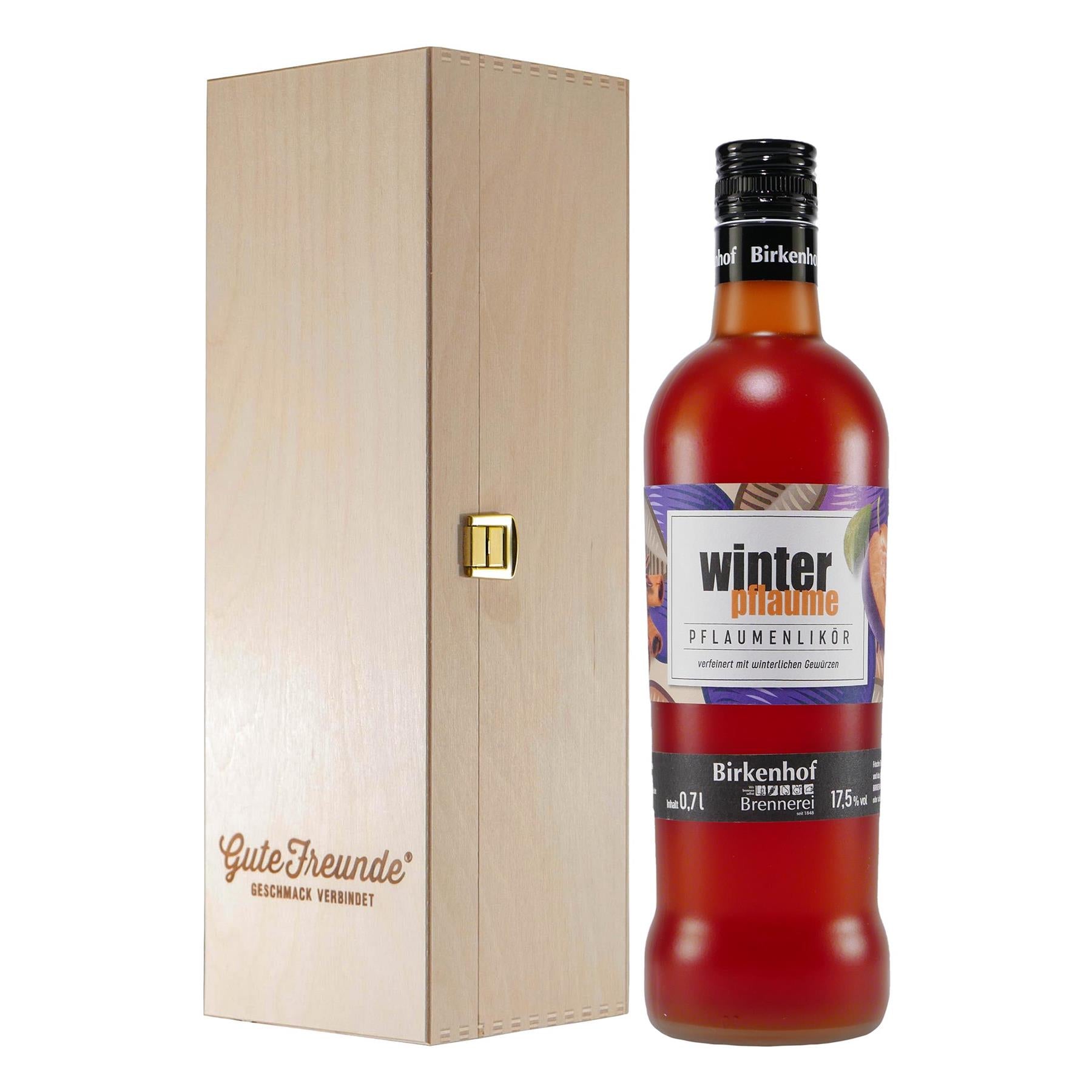 Birkenhof Winter-Pflaume Likör mit Geschenk-Holzkiste
