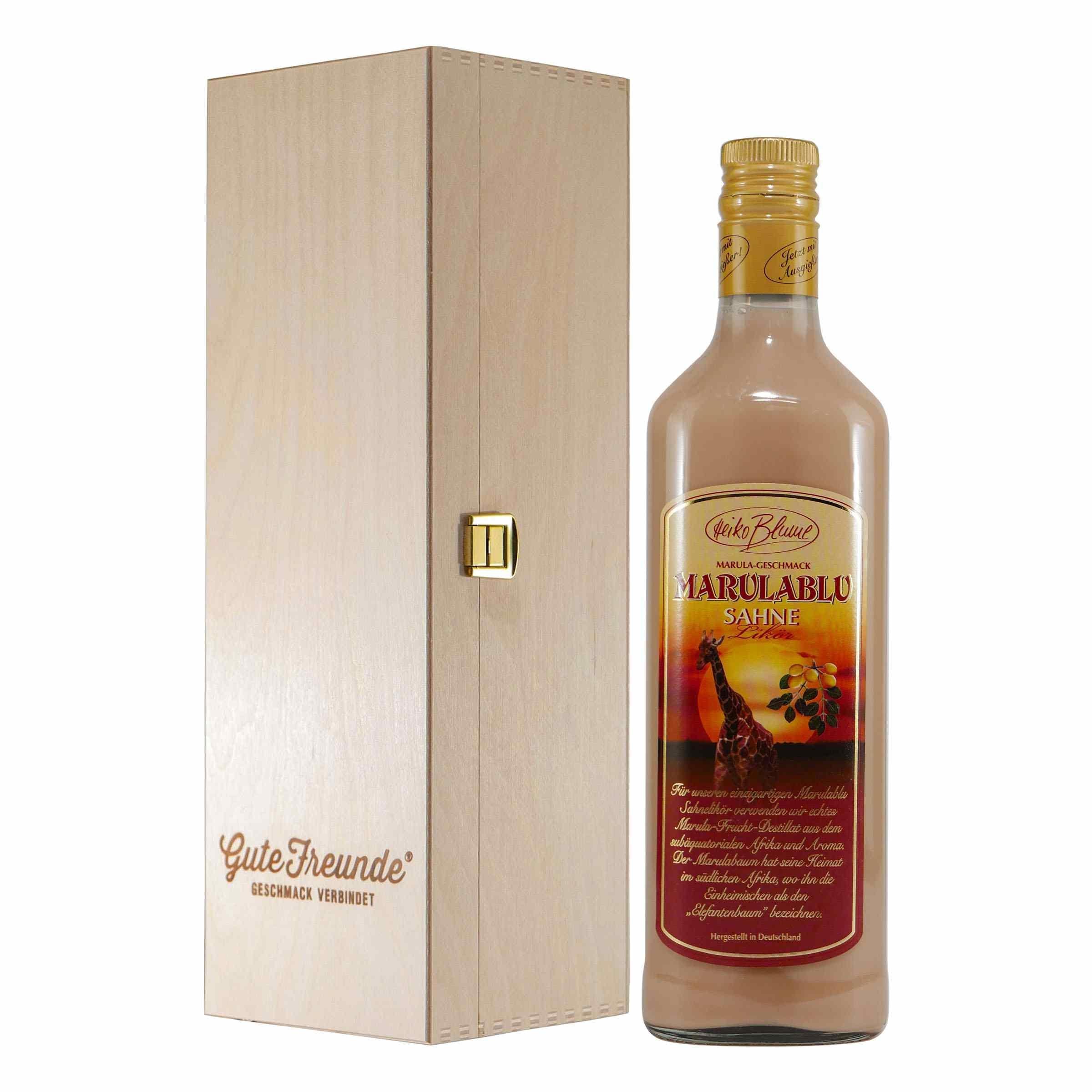 Blume Marulablu Sahnelikör mit Geschenk-Holzkiste