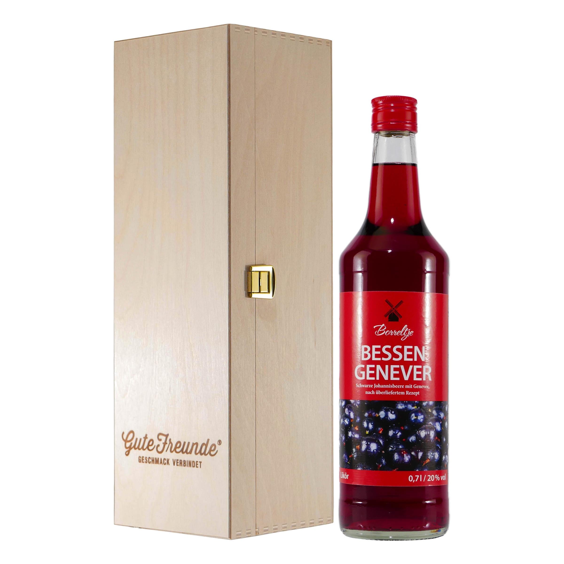 Boente Bessen Genever mit Geschenk-Holzkiste