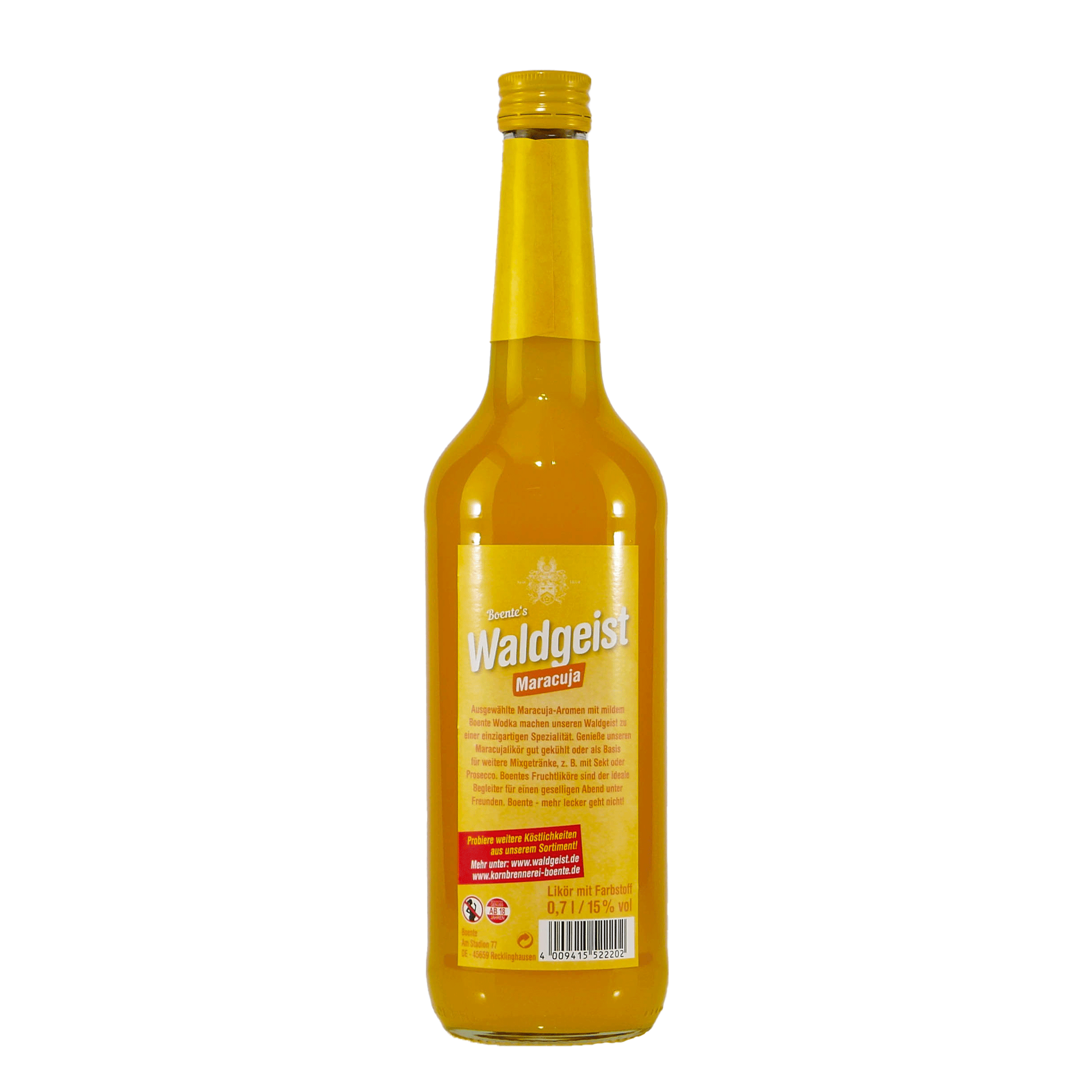 Boente Waldgeist Maracujalikör mit Geschenk-Holzkiste