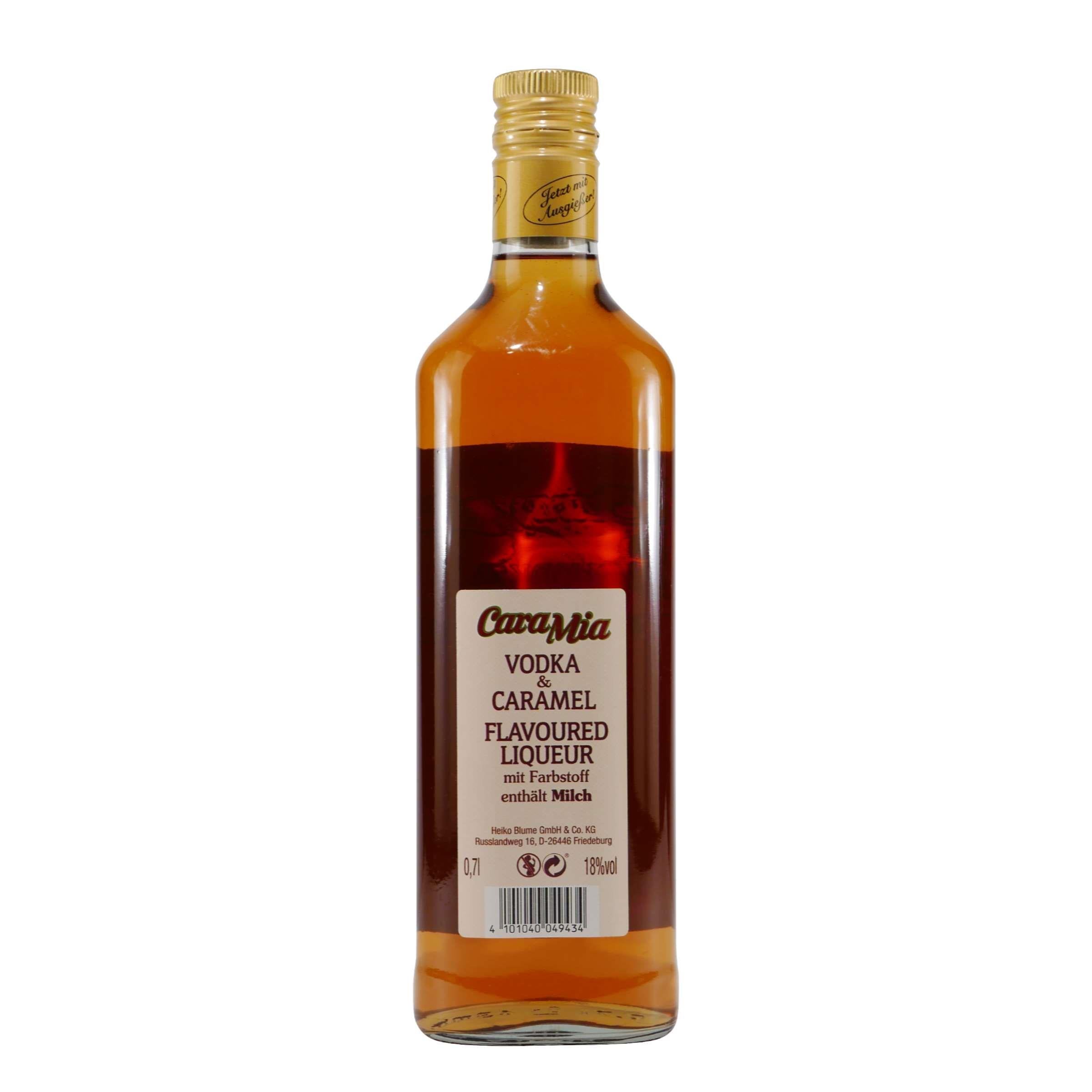 CaraMia Vodka & Caramel Likör mit Geschenk-Holzkiste