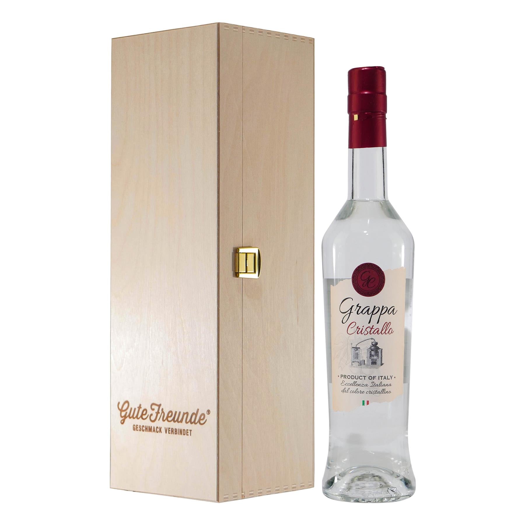 Cristallo Grappa mit Geschenk-Holzkiste