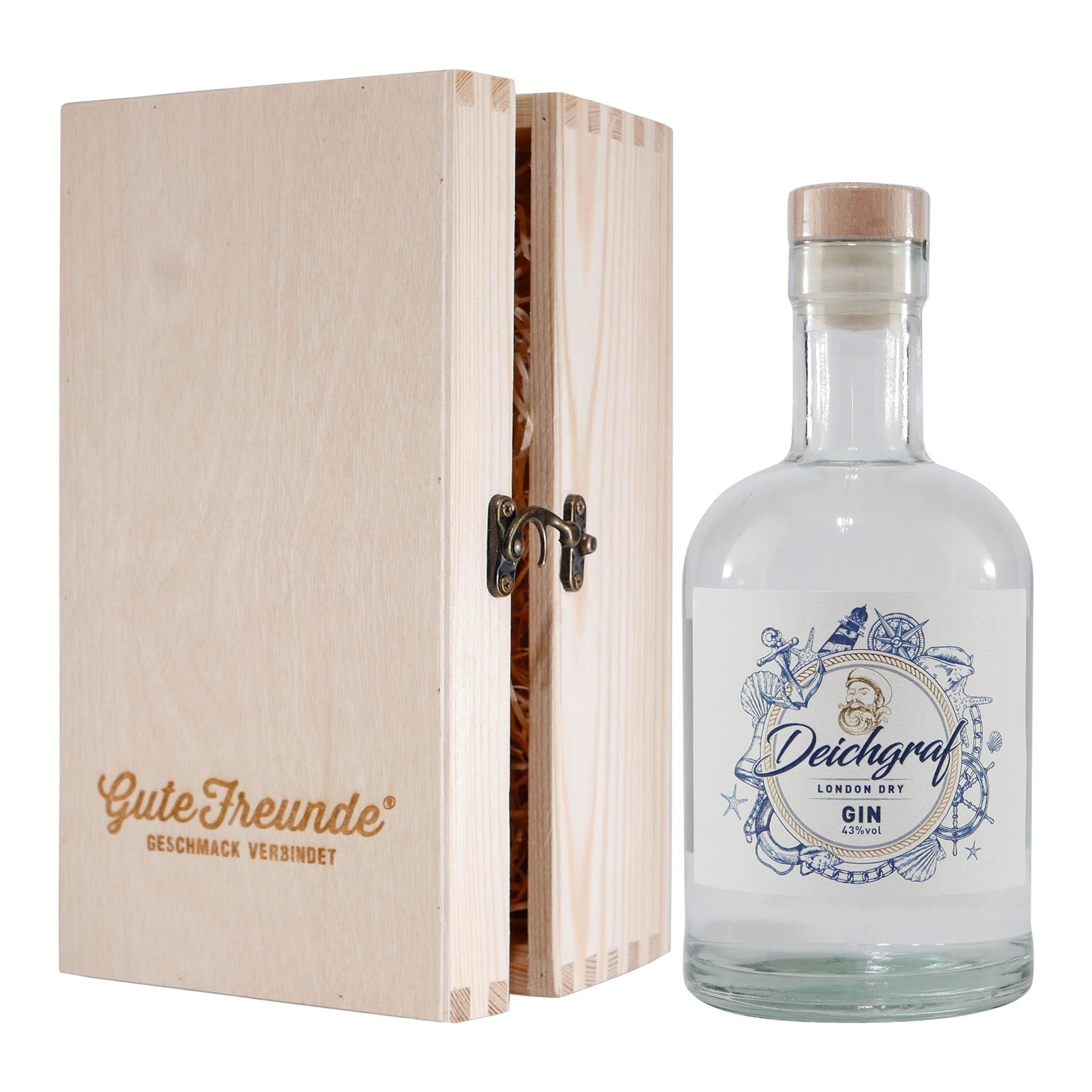 Deichgraf London Dry Gin mit Geschenk-Holzkiste