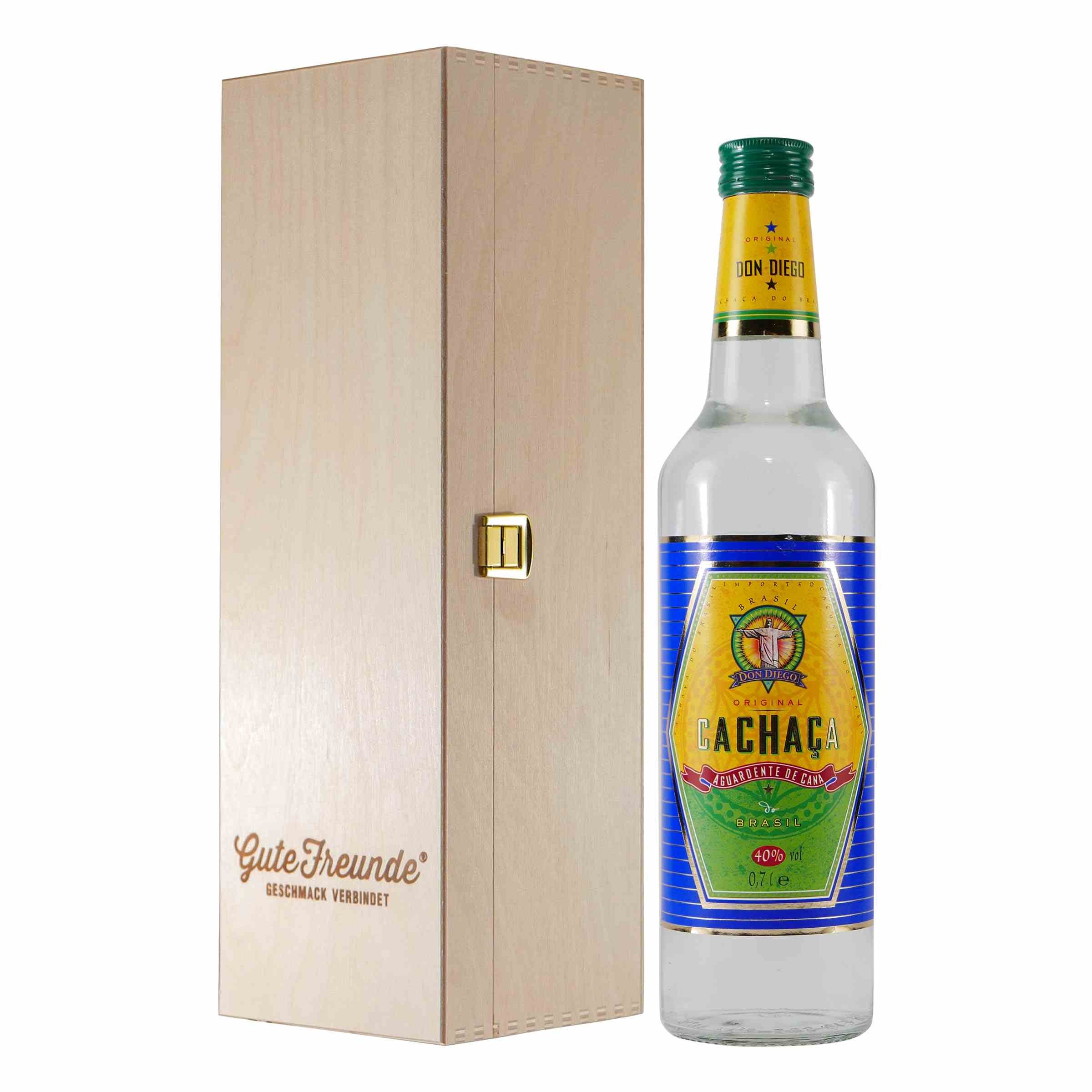 Don Diego Cachaça mit Geschenk-Holzkiste