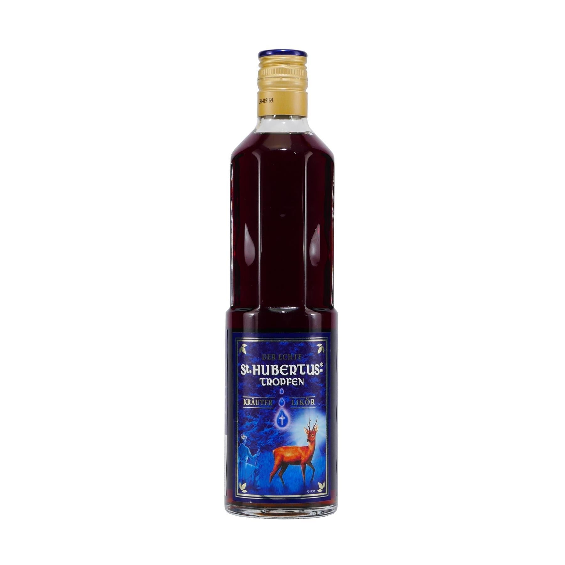St. Hubertus Tropfen - Kräuter Likör mit Geschenk-Holzkiste