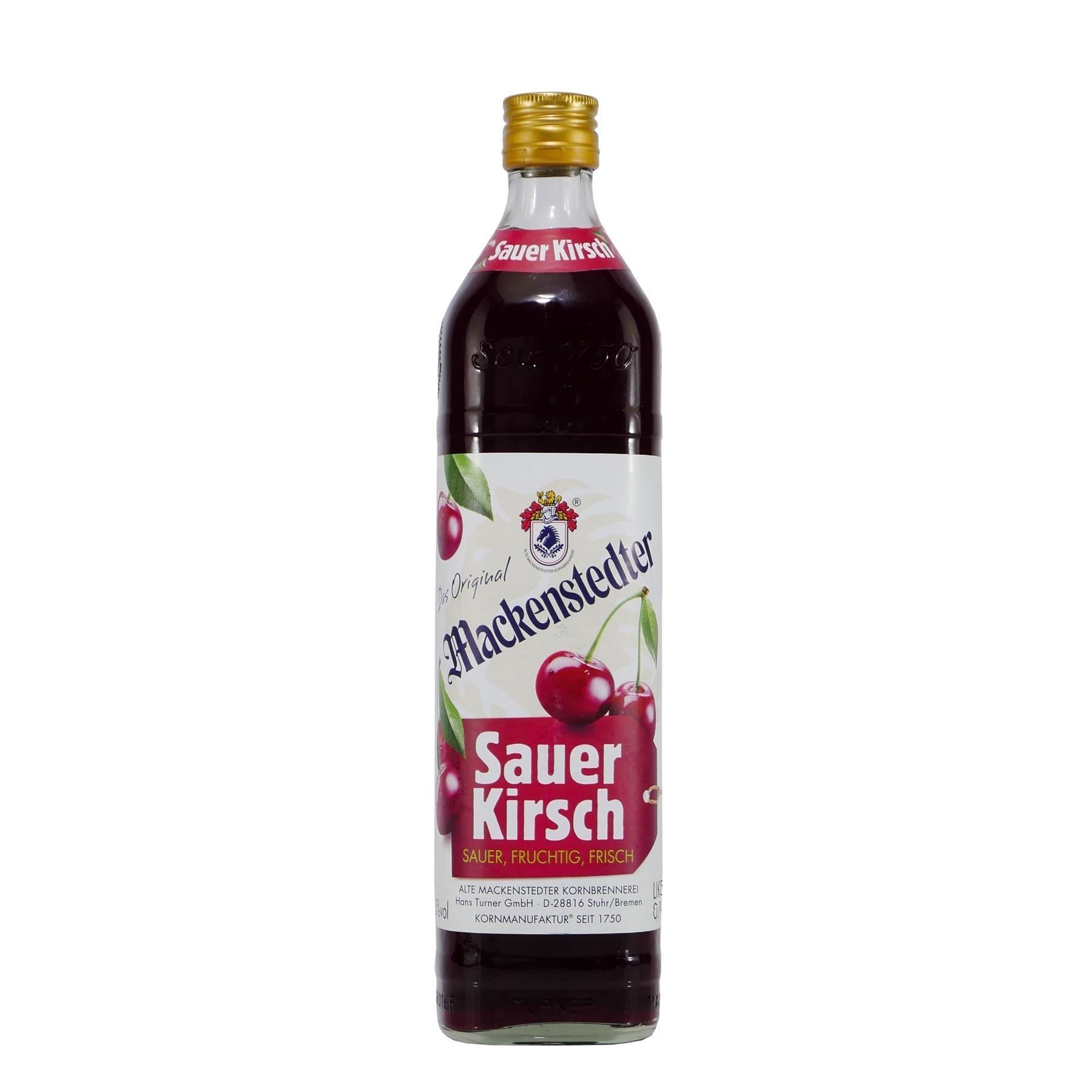 Mackenstedter Sauer Kirsch Likör mit Geschenk-Holzkiste