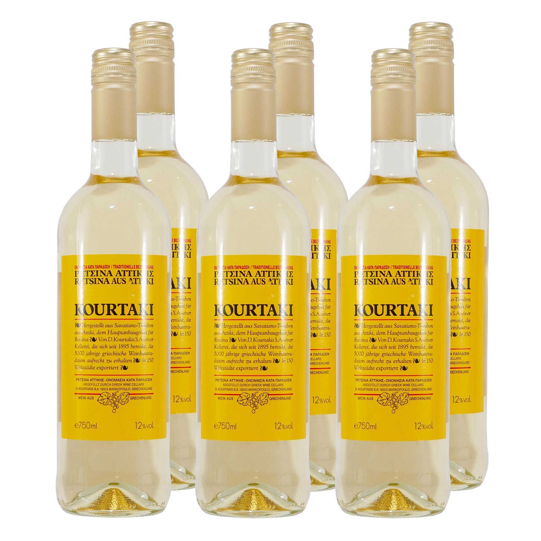 Kourtaki Retsina Griechischer Weißwein -trocken- (6 x 0,75L)