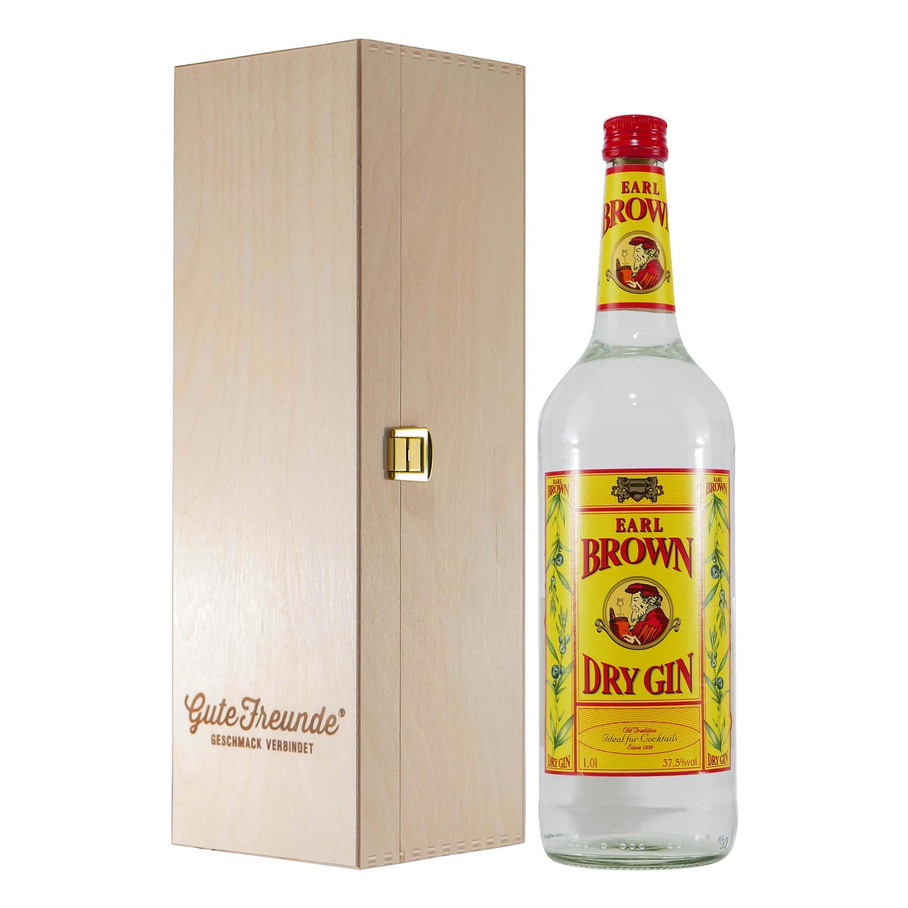 Earl Brown Dry Gin mit Geschenk-Holzkiste