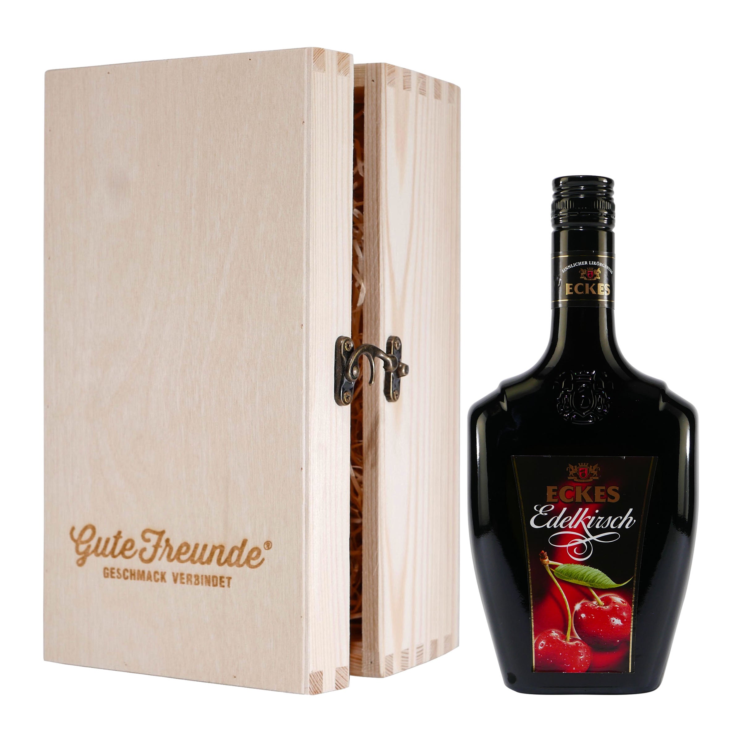 Eckes Edelkirsch Likör mit Geschenk-Holzkiste