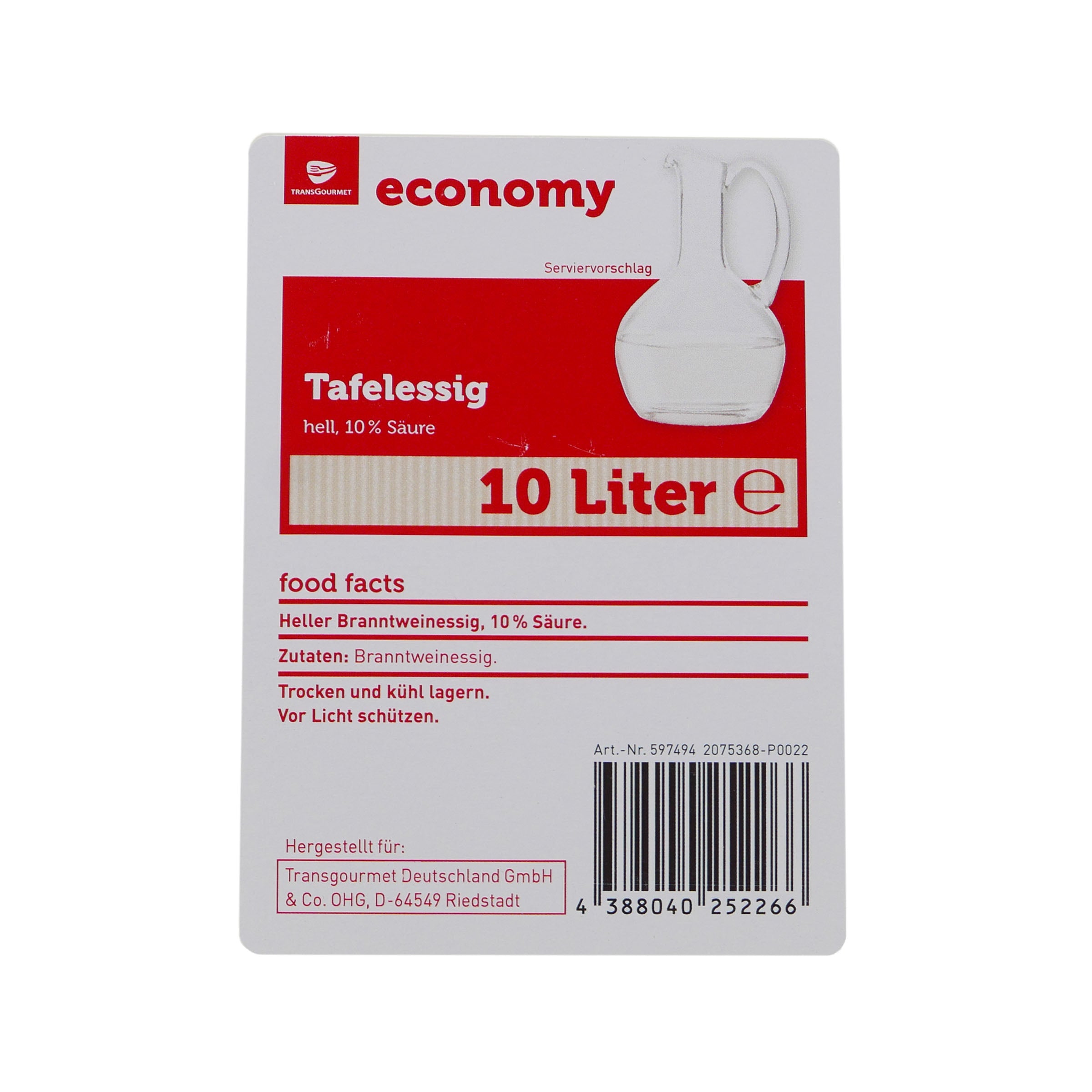 Economy Tafelessig hell (10% Säure) 10L