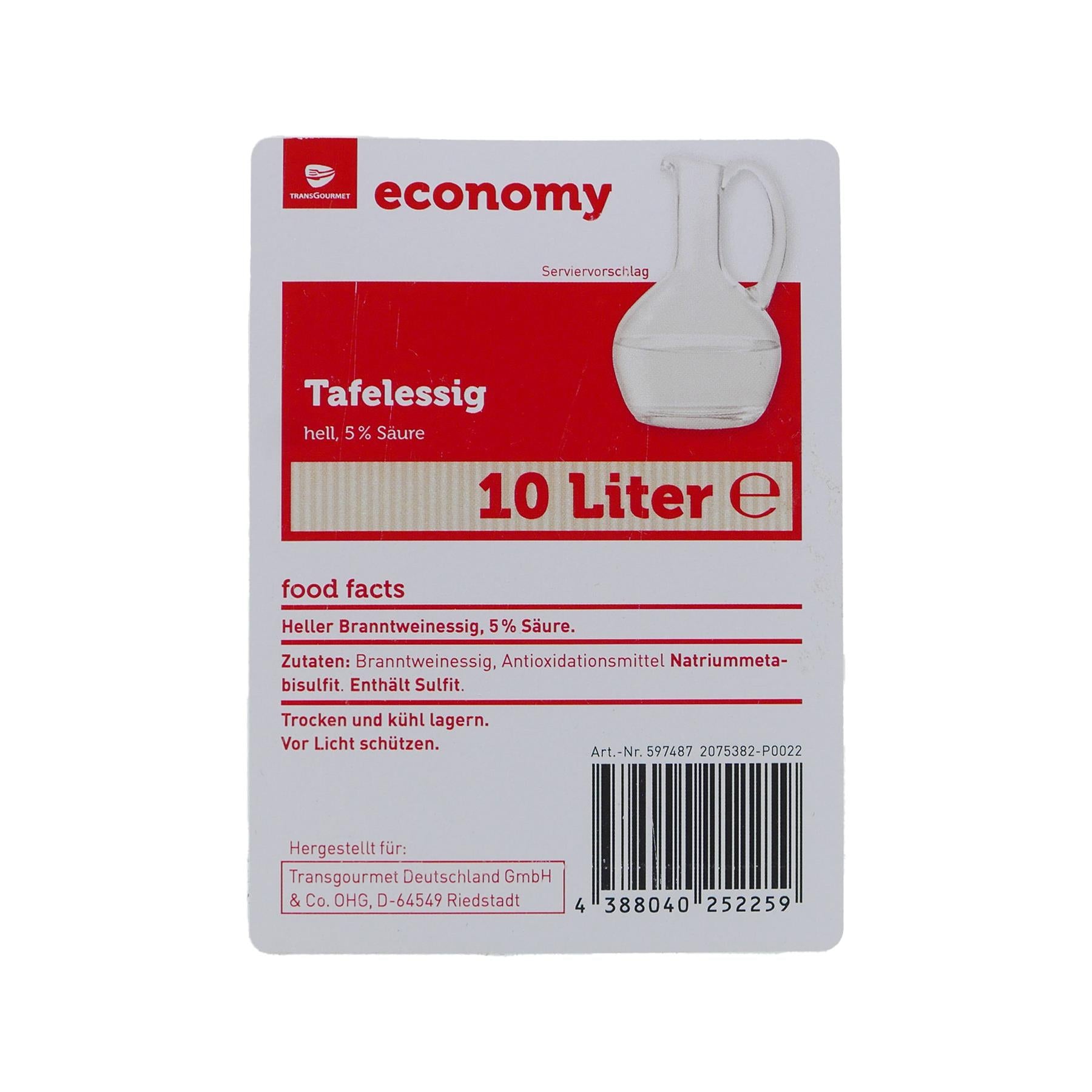 Economy Tafelessig hell (5% Säure) 10L