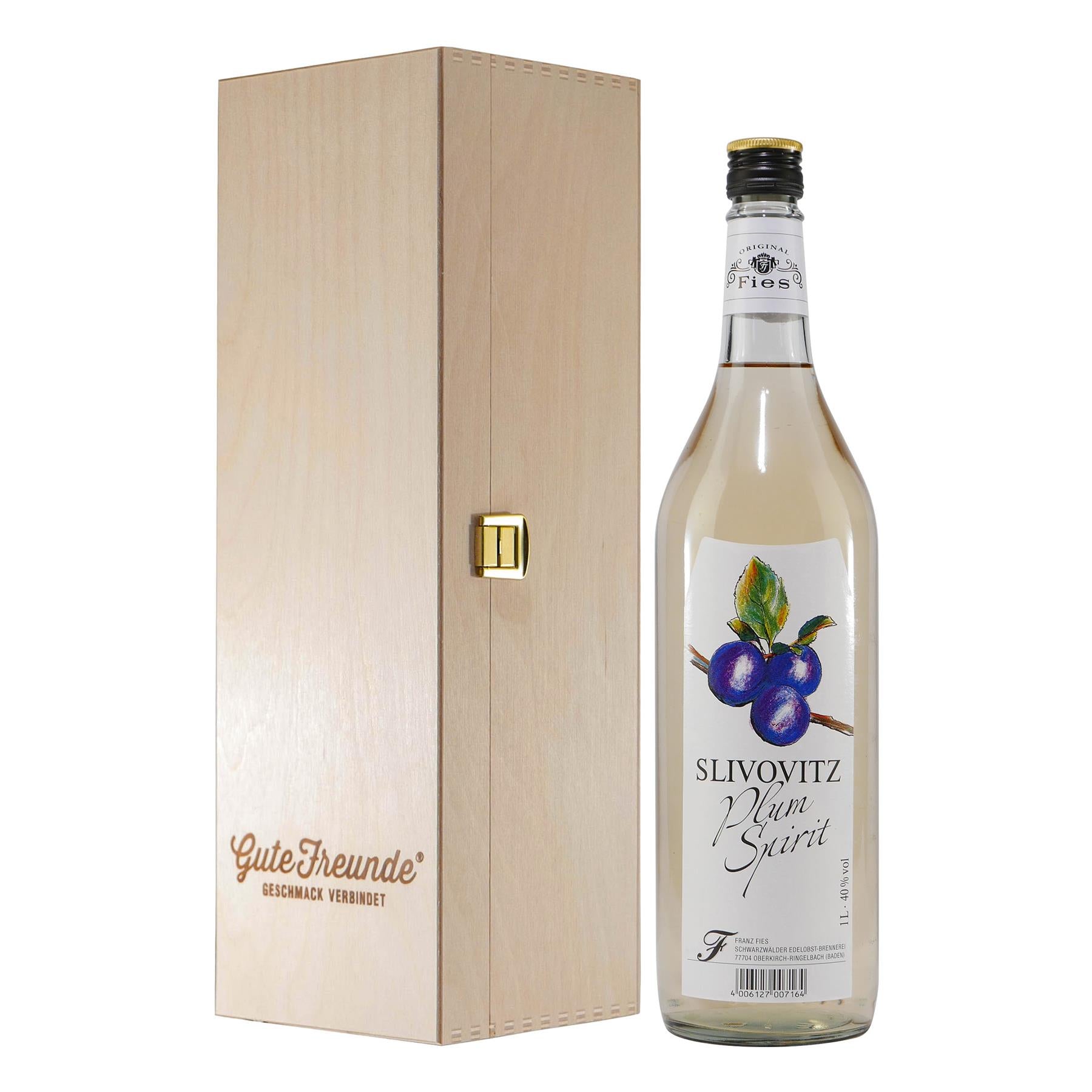 Fies Slivovitz Plum Spirit mit Geschenk-Holzkiste