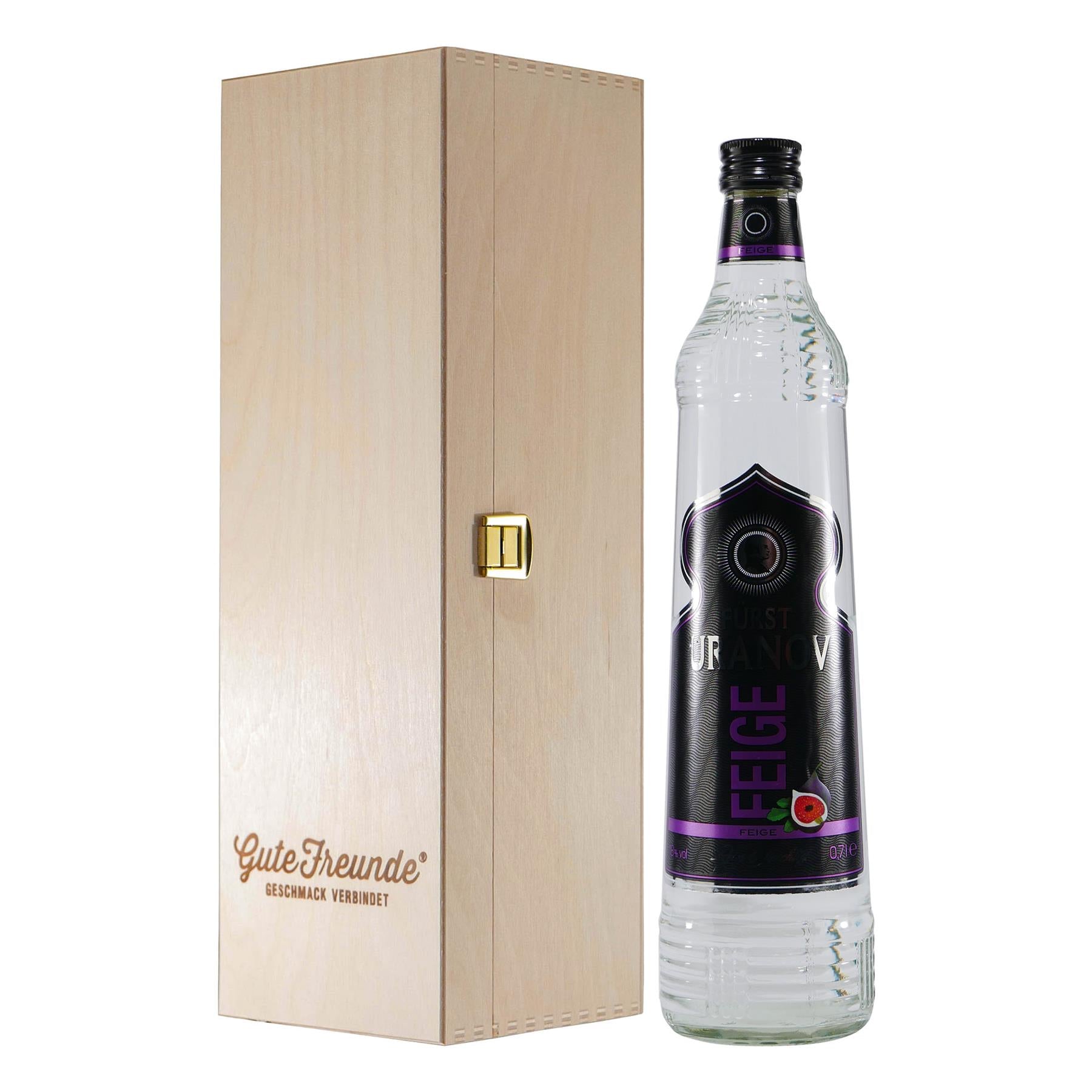 Fürst Uranov Feige Likör und Vodka mit Geschenk-Holzkiste