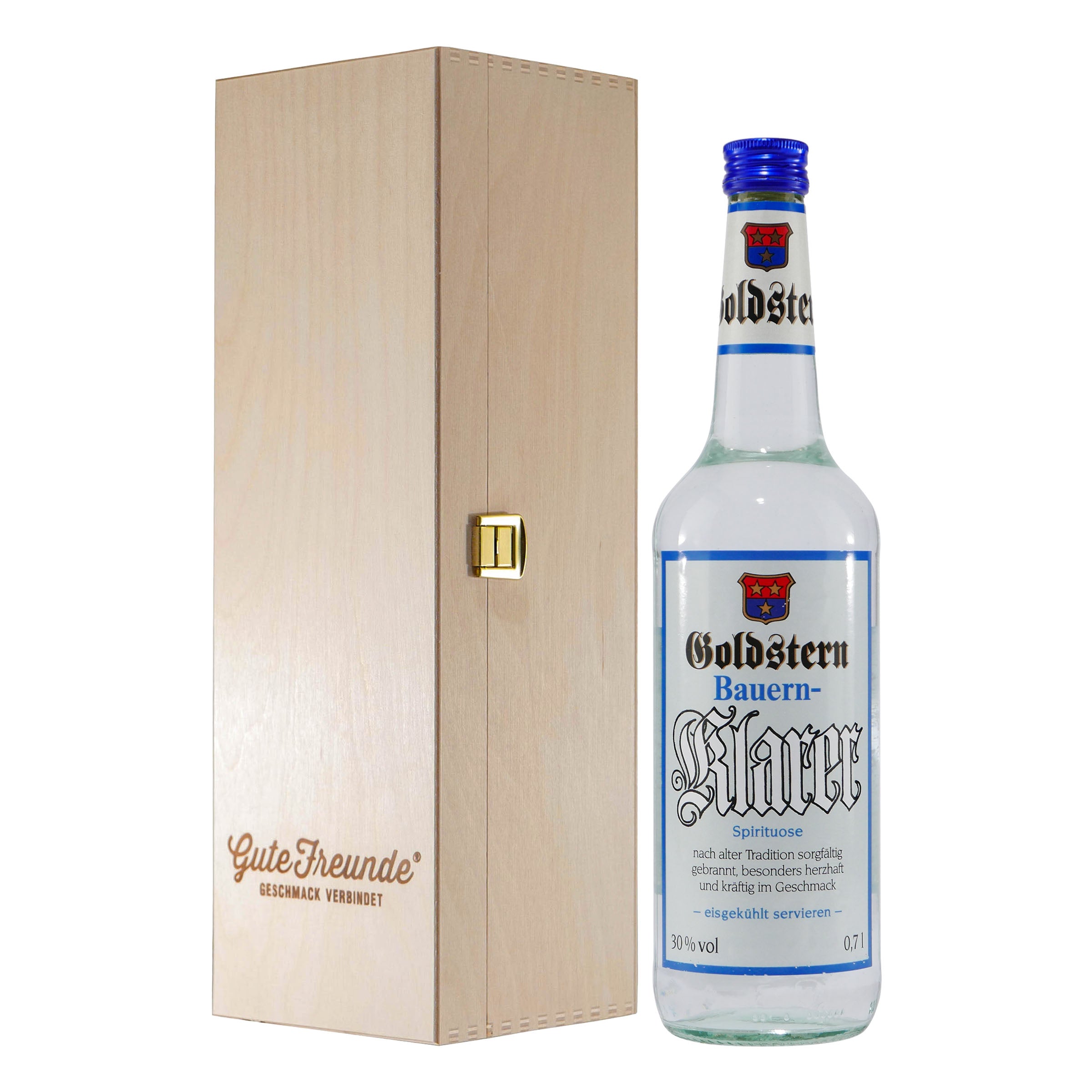 Goldstern Bauern-Klarer mit Geschenk-Holzkiste