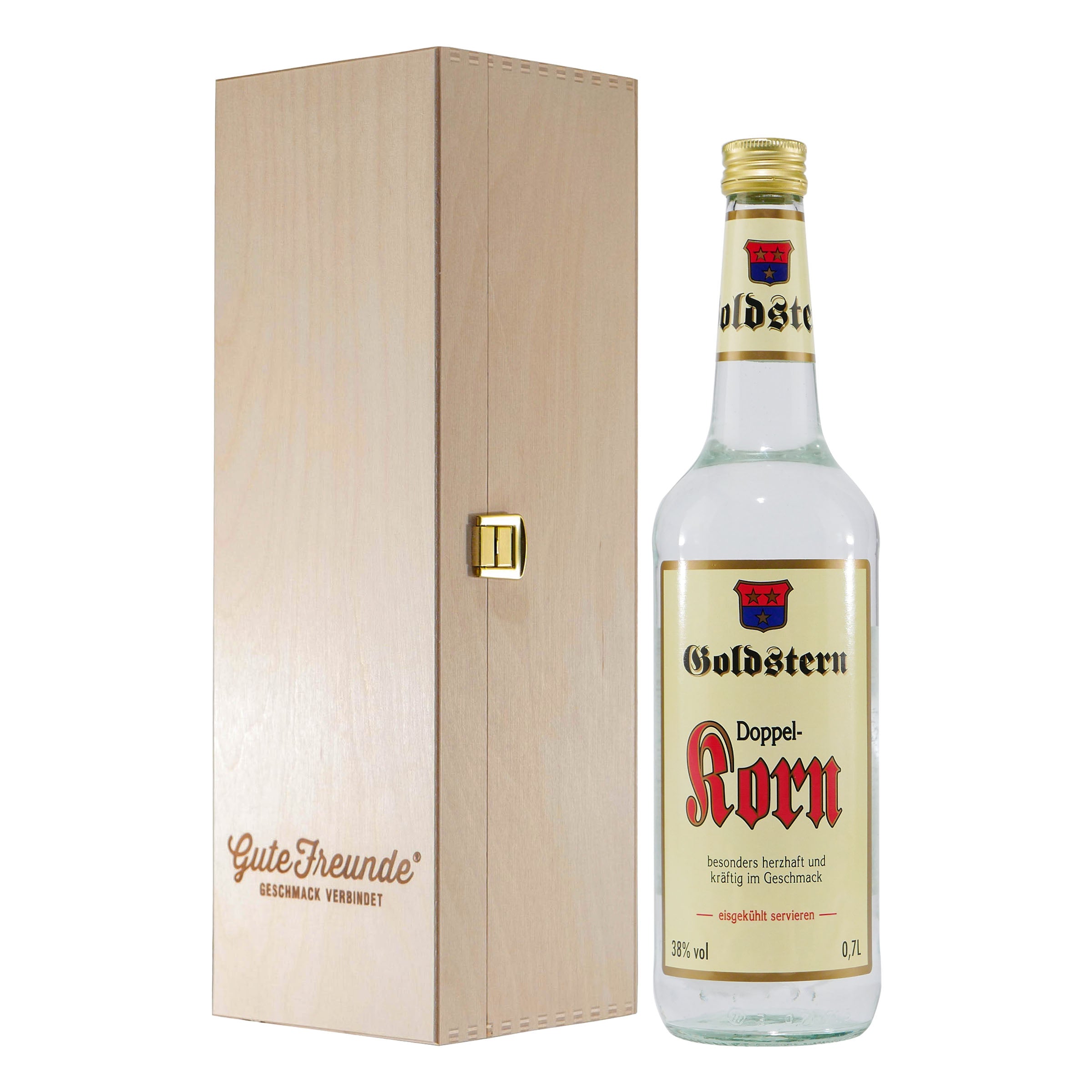 Goldstern Doppelkorn mit Geschenk-Holzkiste