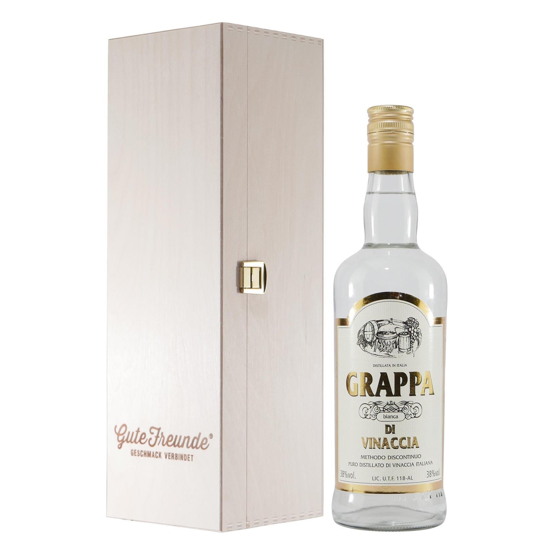 Grappa di Vinaccia Bianca 0,7L mit Geschenk-Holzkiste