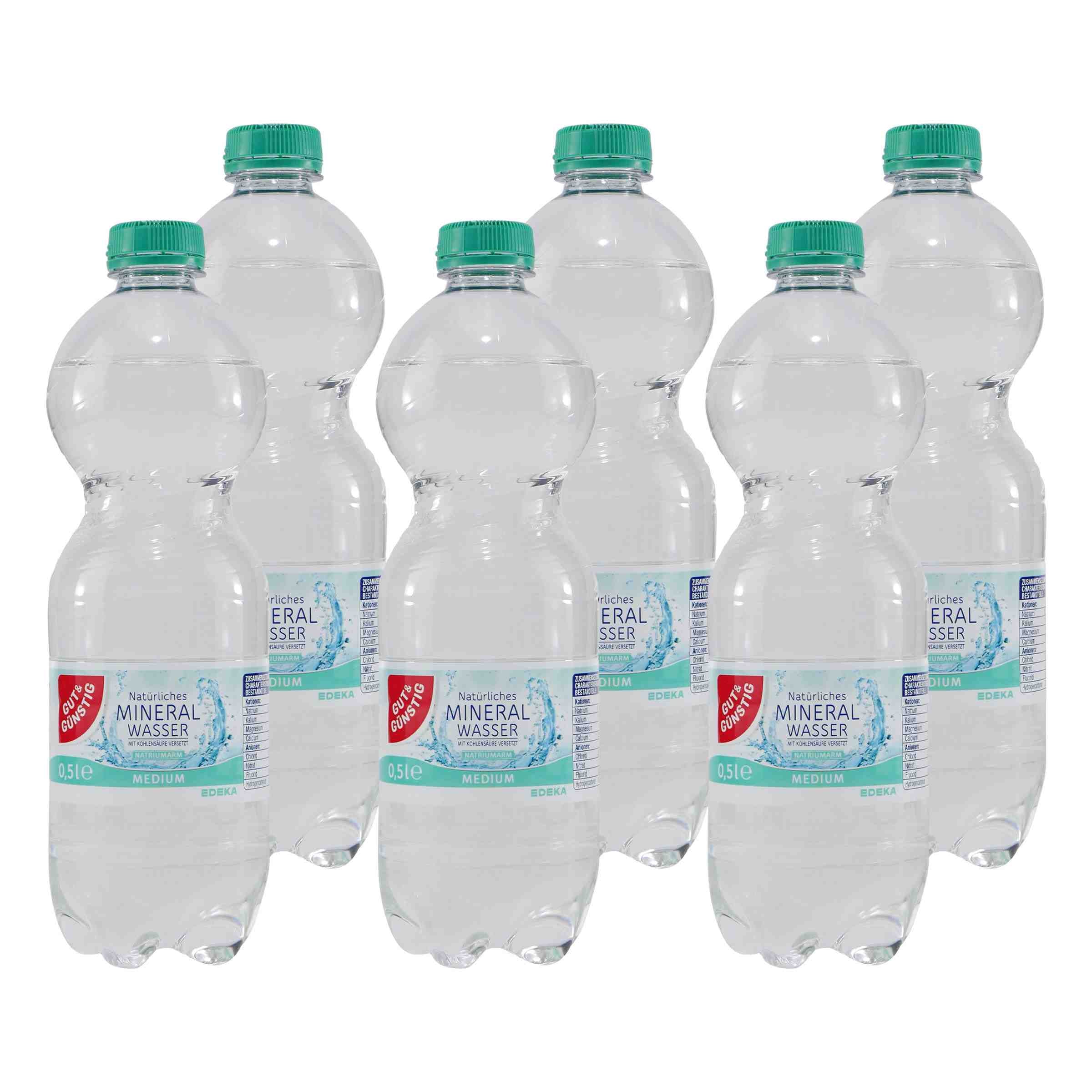Gut & Günstig Mineralwasser -Medium- (9 x 0,5L)