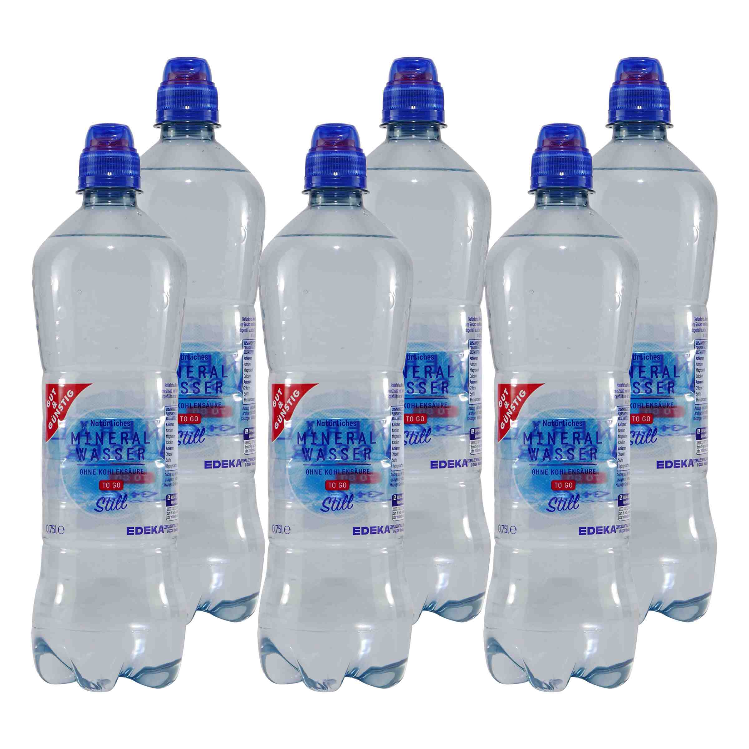 Gut & Günstig Mineralwasser "To Go" -Still- (6 x 0,75L)