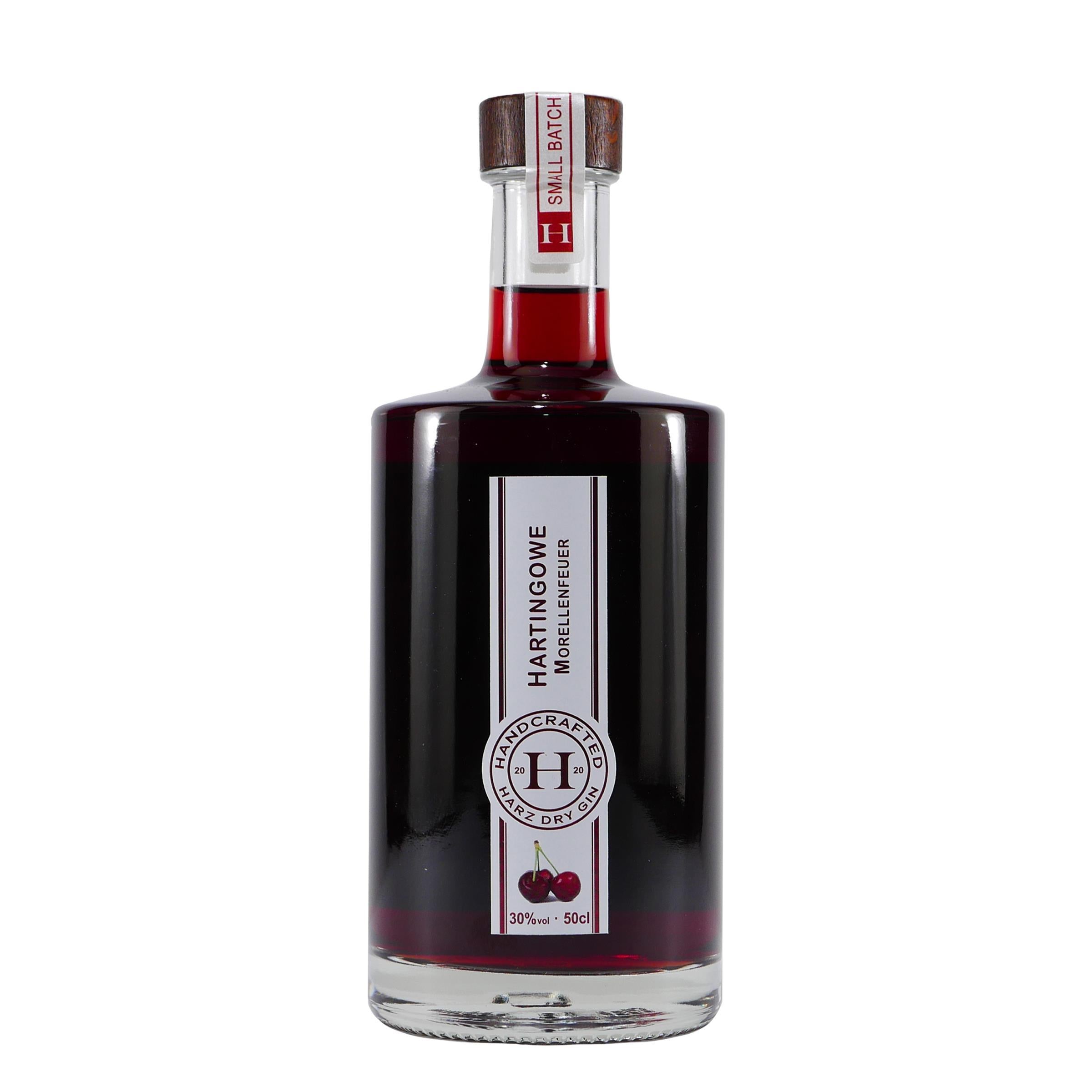 Hartingowe Morellenfeuer Likör mit Geschenk-Holzkiste