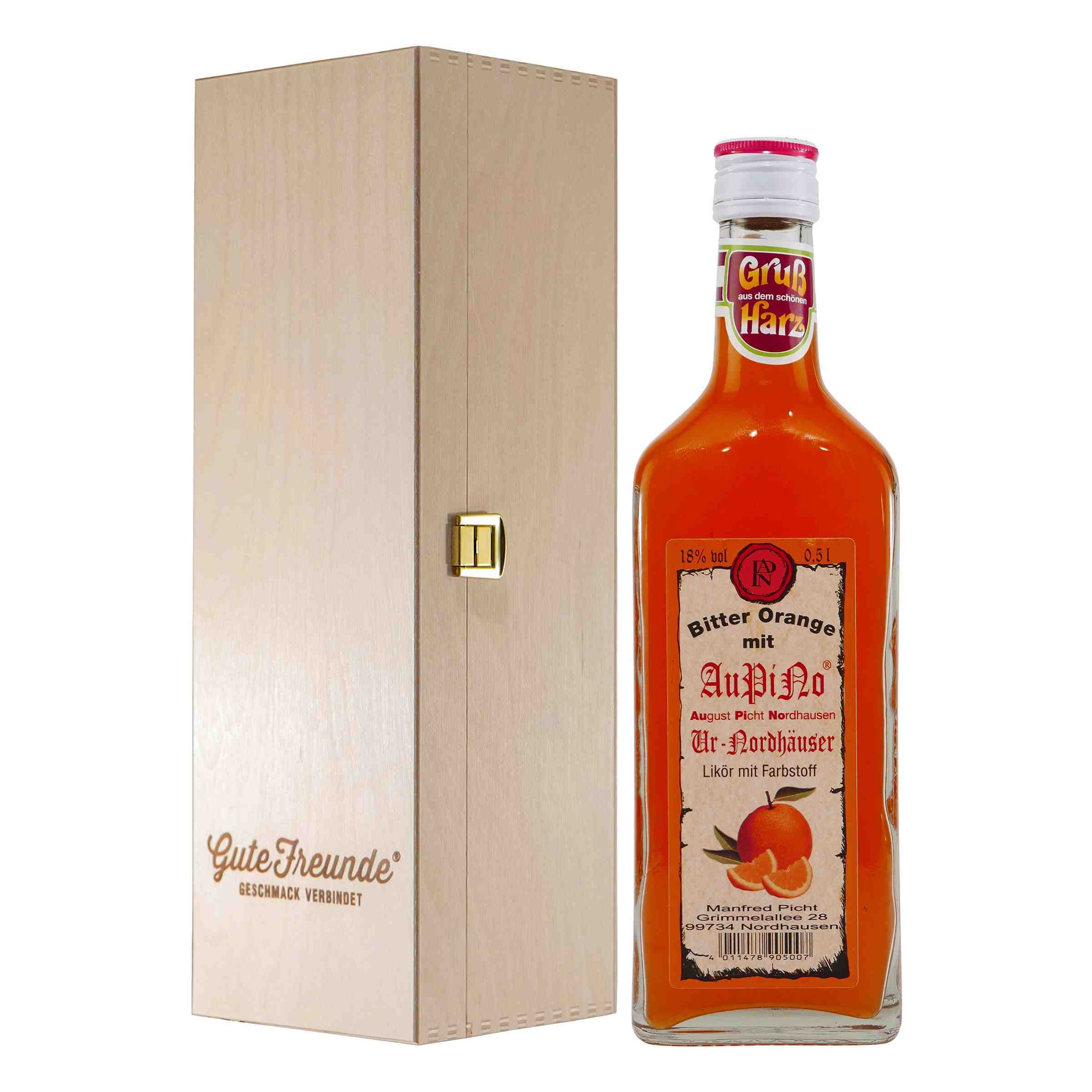 Bitter Orange Fruchtlikör mit Geschenk-Holzkiste