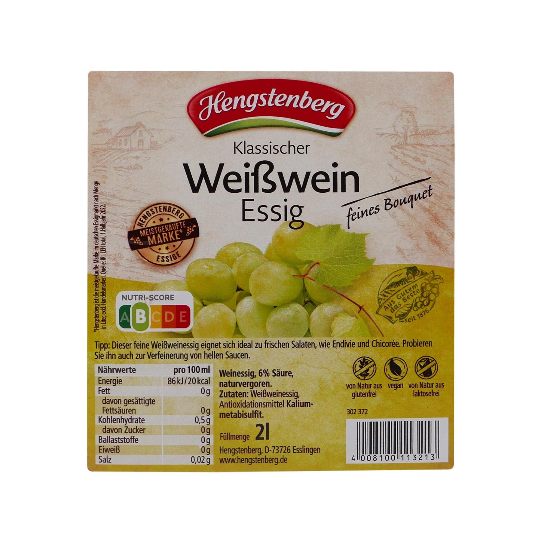 Hengstenberg Weißwein-Essig 6% Säure (2,0L)