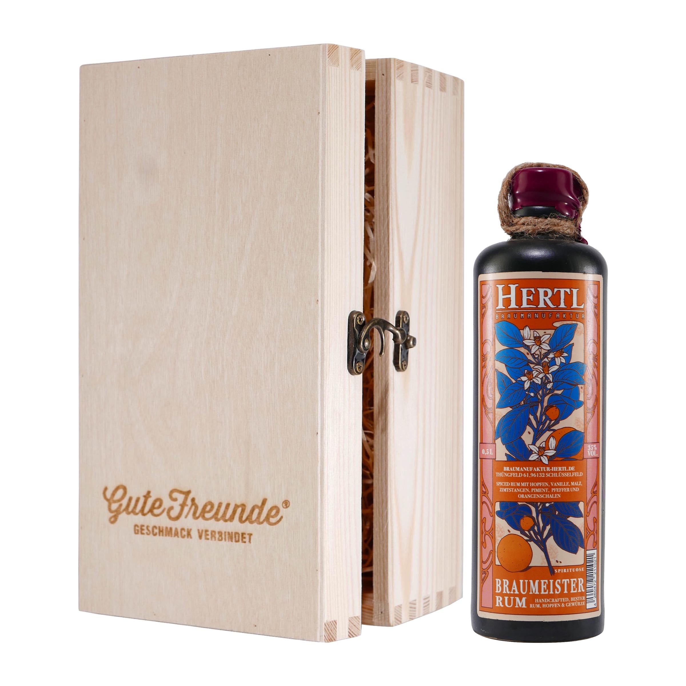 Hertl Braumeister Rum mit Geschenk-Holzkiste