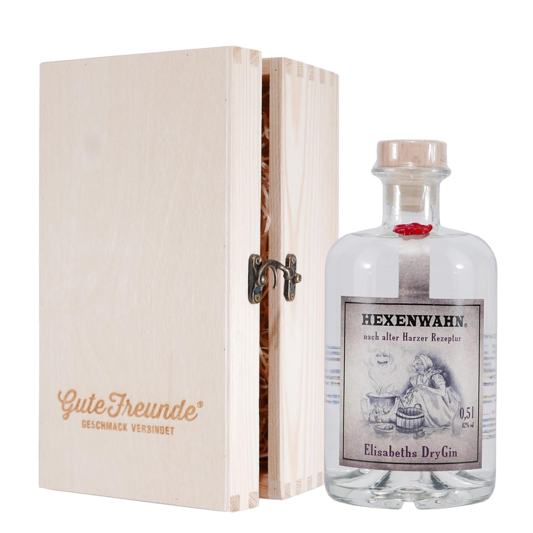 Hexenwahn Elisabeths Dry Gin mit Geschenk-Holzkiste