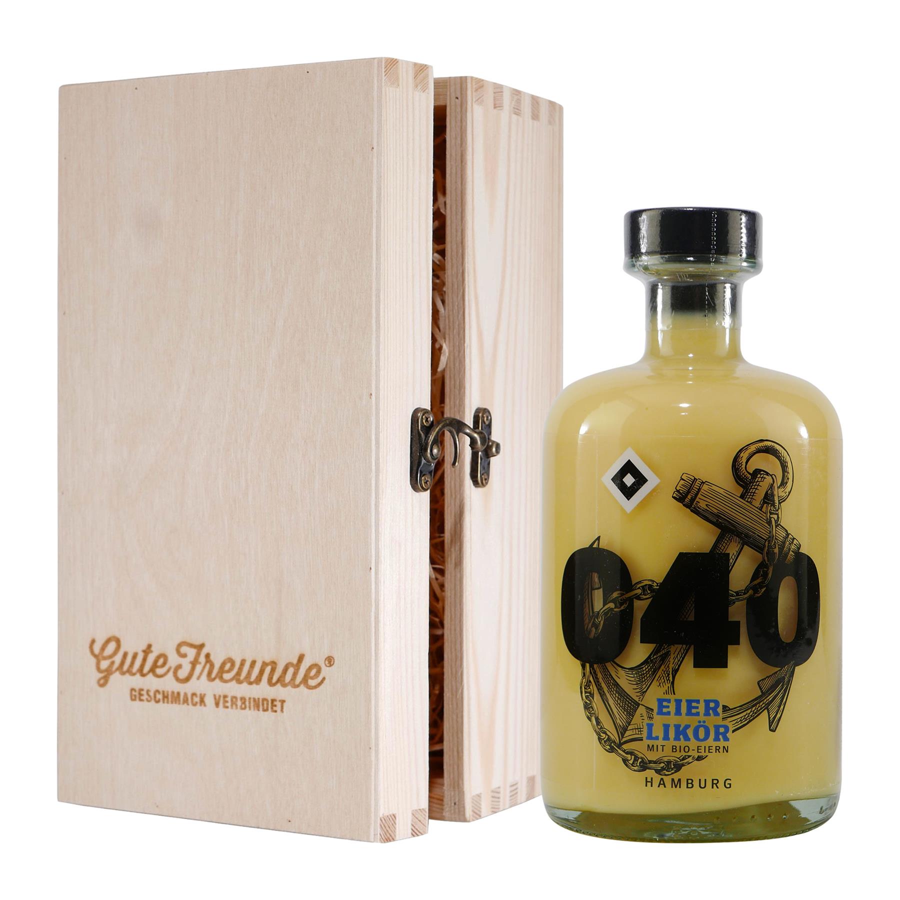 HSV 040 Eier-Likör mit Geschenk-Holzkiste